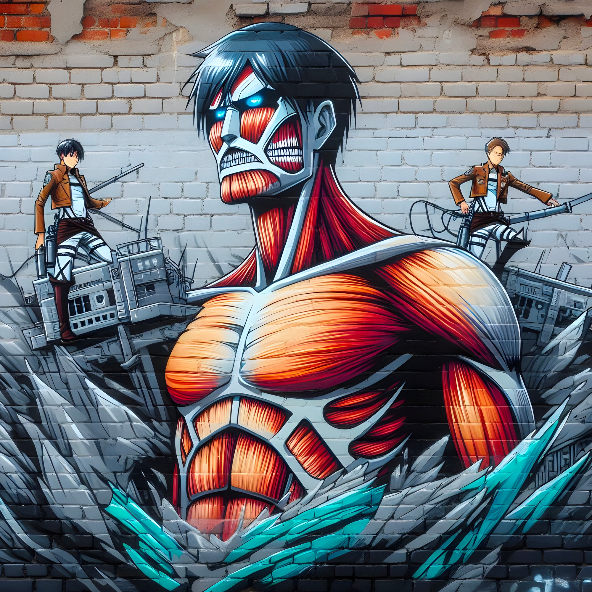 Tableau Attaque Des Titans Le Duel Intense - Cadre Mural Moderne - Fabulartz.fr