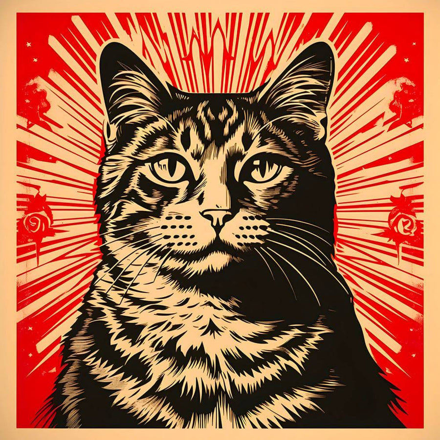 Tableau Pop Art Chat Soleil - Vibrant wall decor | Cadre Déco