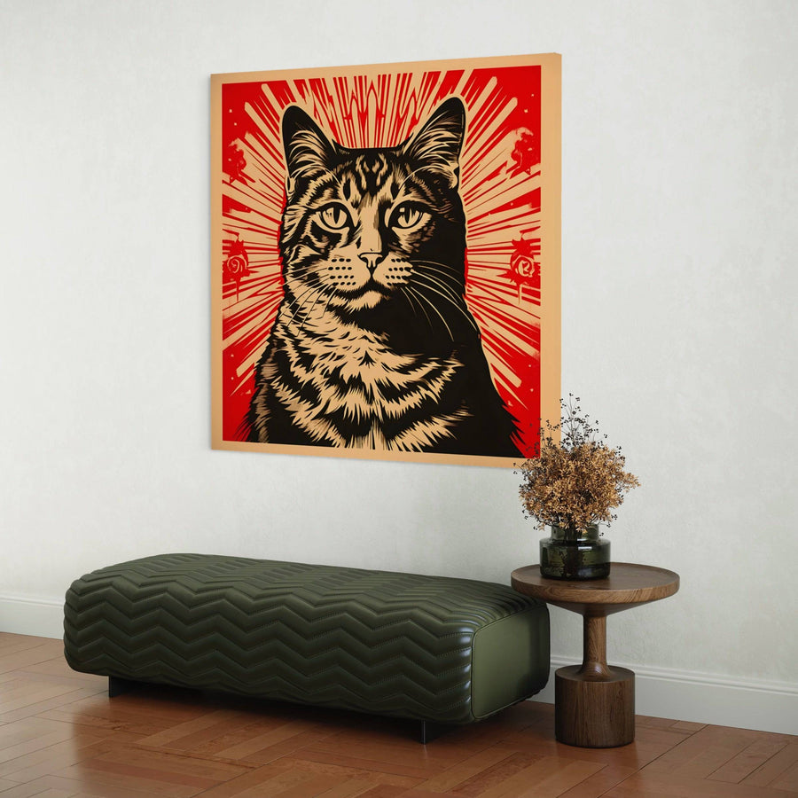 Tableau Pop Art Chat Soleil - Vibrant wall decor | Cadre Déco