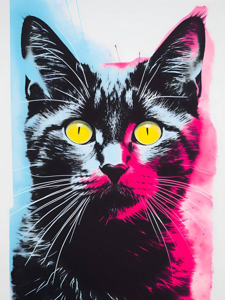 Floral Feline Elegance | Tableau Chat Pop Art - Fabulartz.fr