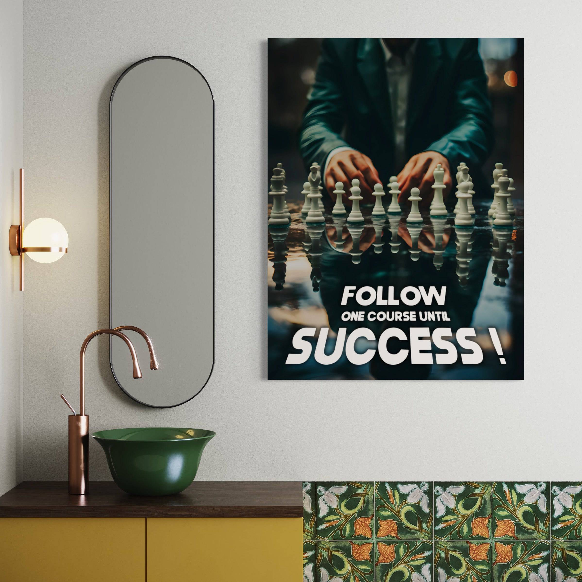 Follow One Course Until Success | Tableau Jeu Echiquiers Motivation - Fabulartz.fr