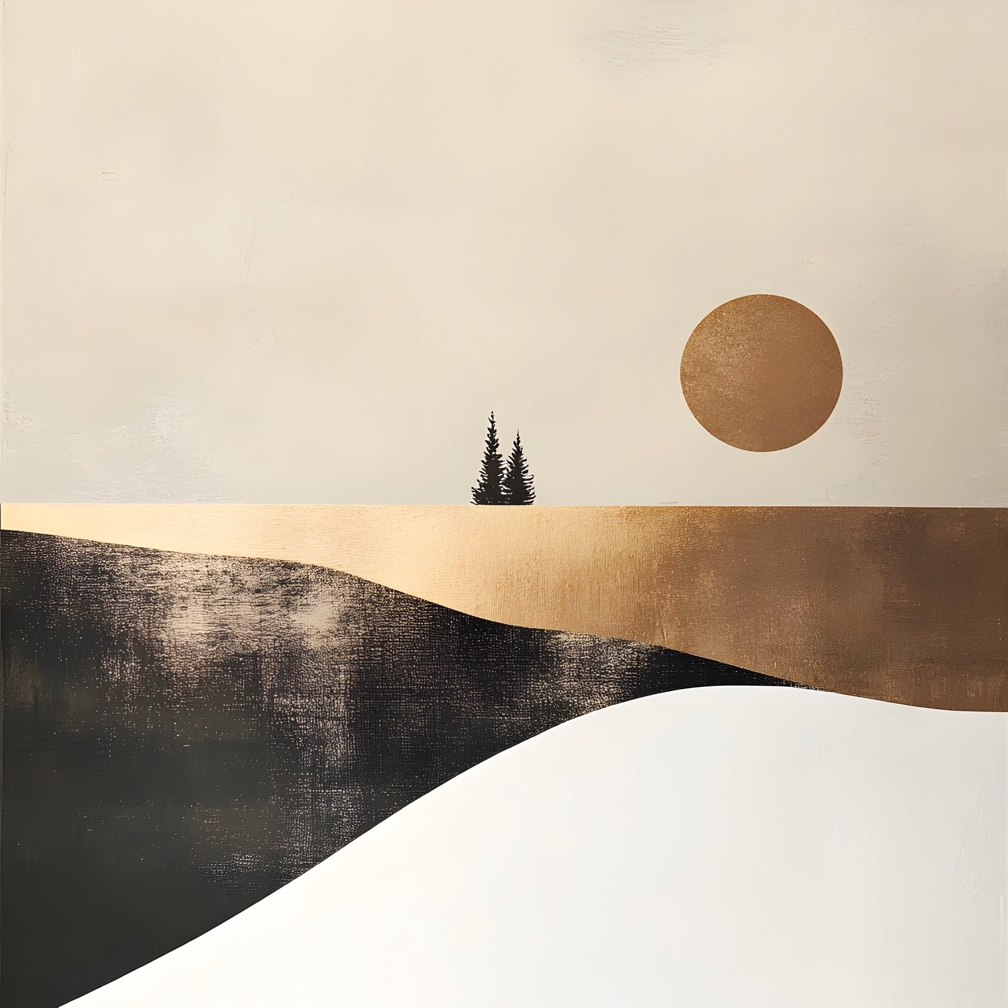 Tableau Abstrait - Solitude Dorée