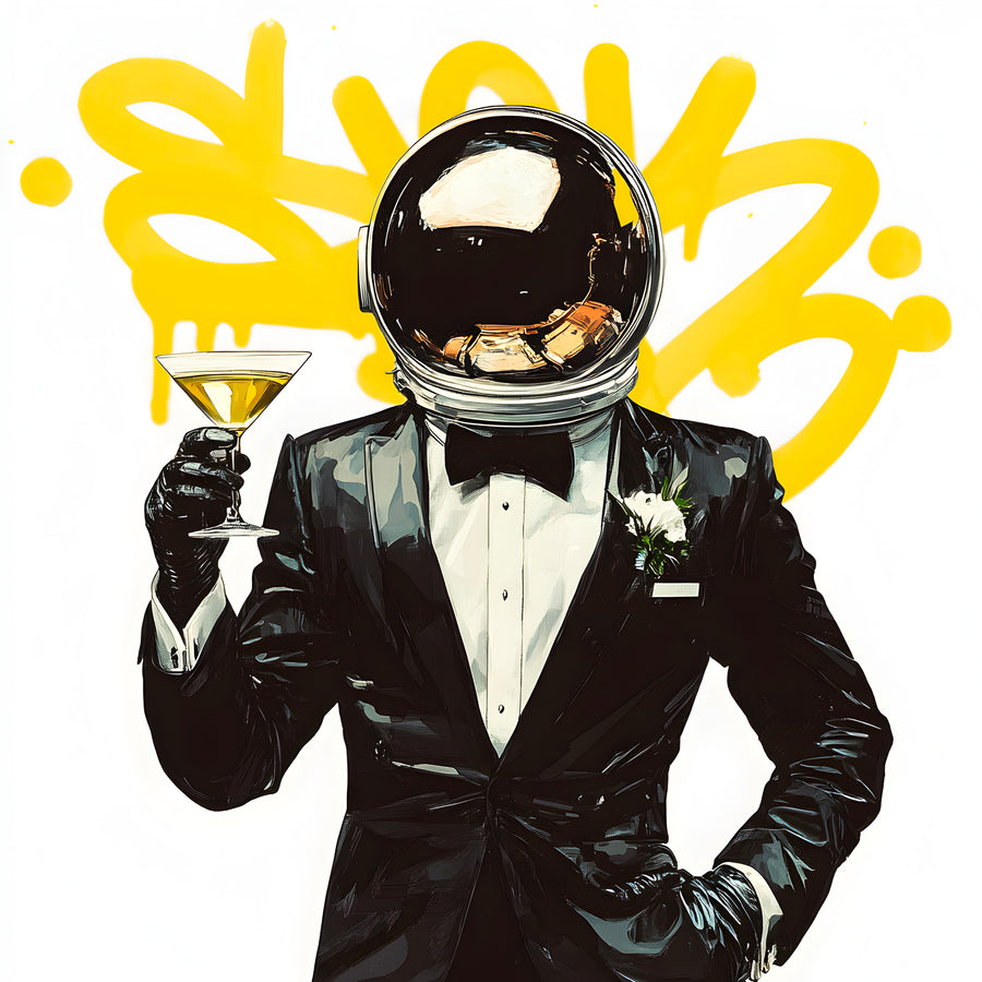 Painting Space Astronaut in Costume - Contemporary Wall Decor