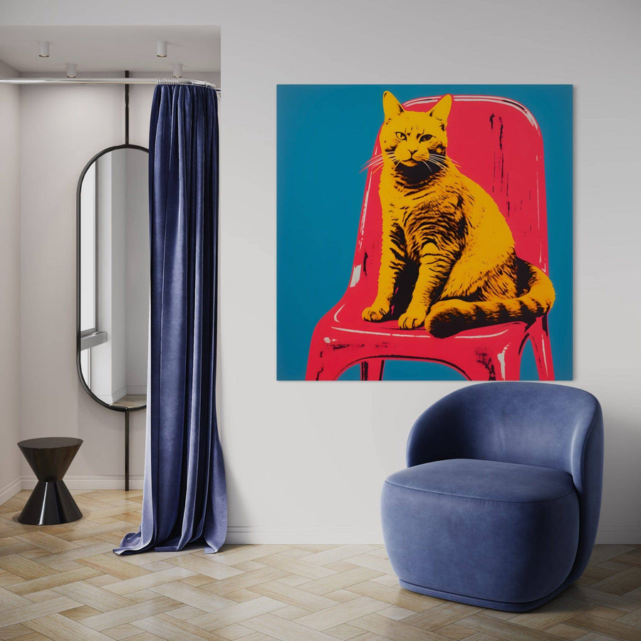 Tableau Pop Art Chat - Décoration Murale Ludique | Cadre Déco