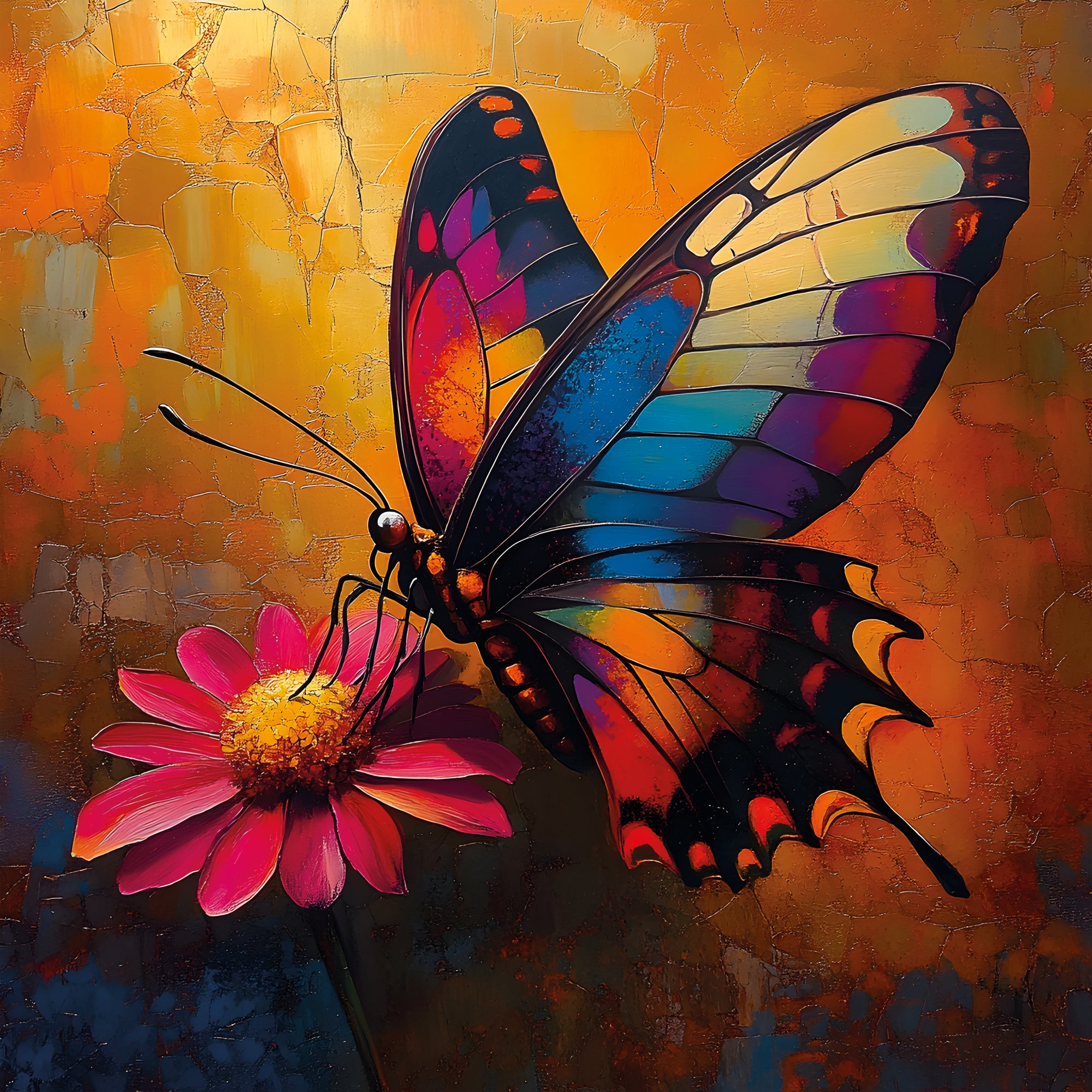 Tableau Papillon sur Fleur - Décoration Murale Colorée - Fabulartz.fr