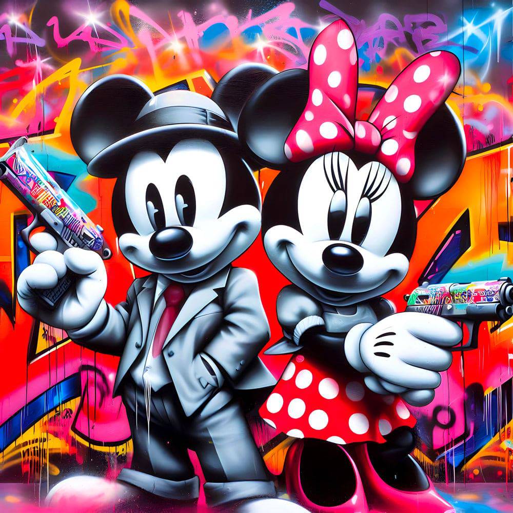 Guns and Glamour - Tableau Mickey et Minnie