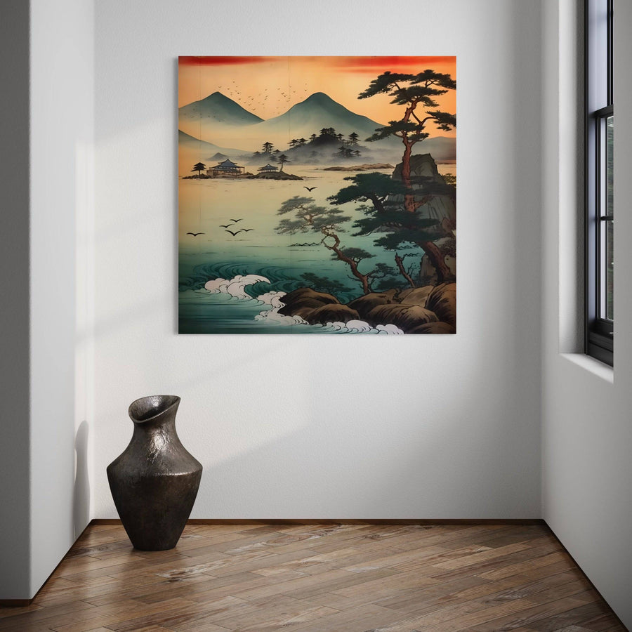 Quadro giapponese Armonia al crepuscolo - Decorazione murale pacifica