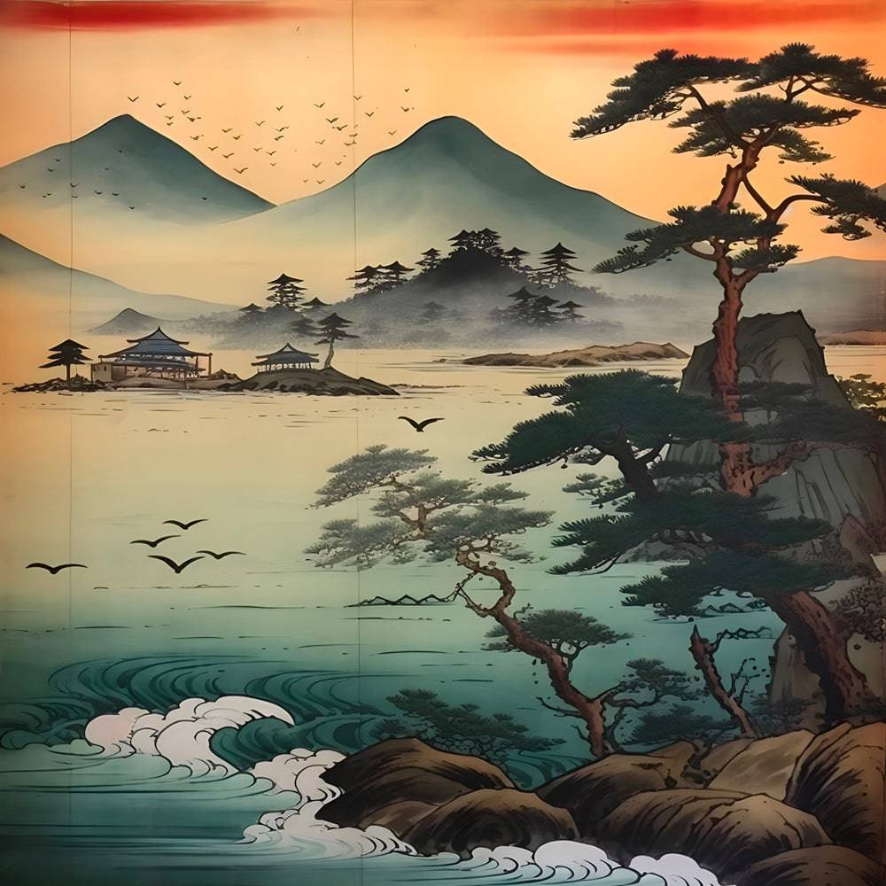 Harmonie au Crépuscule - Tableau Japonais - Fabulartz.fr 