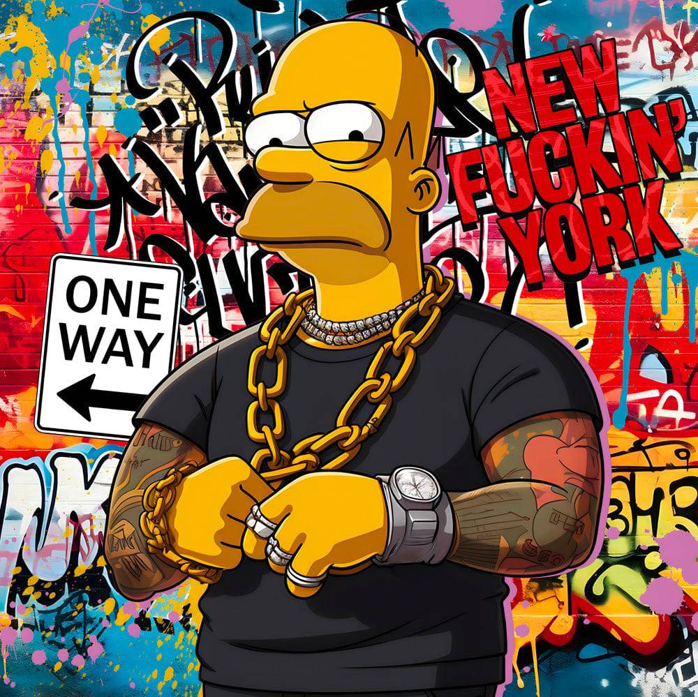 Tableau Simpson - Homer Graffiti Urbain - Décoration Murale Design - Fabulartz.fr