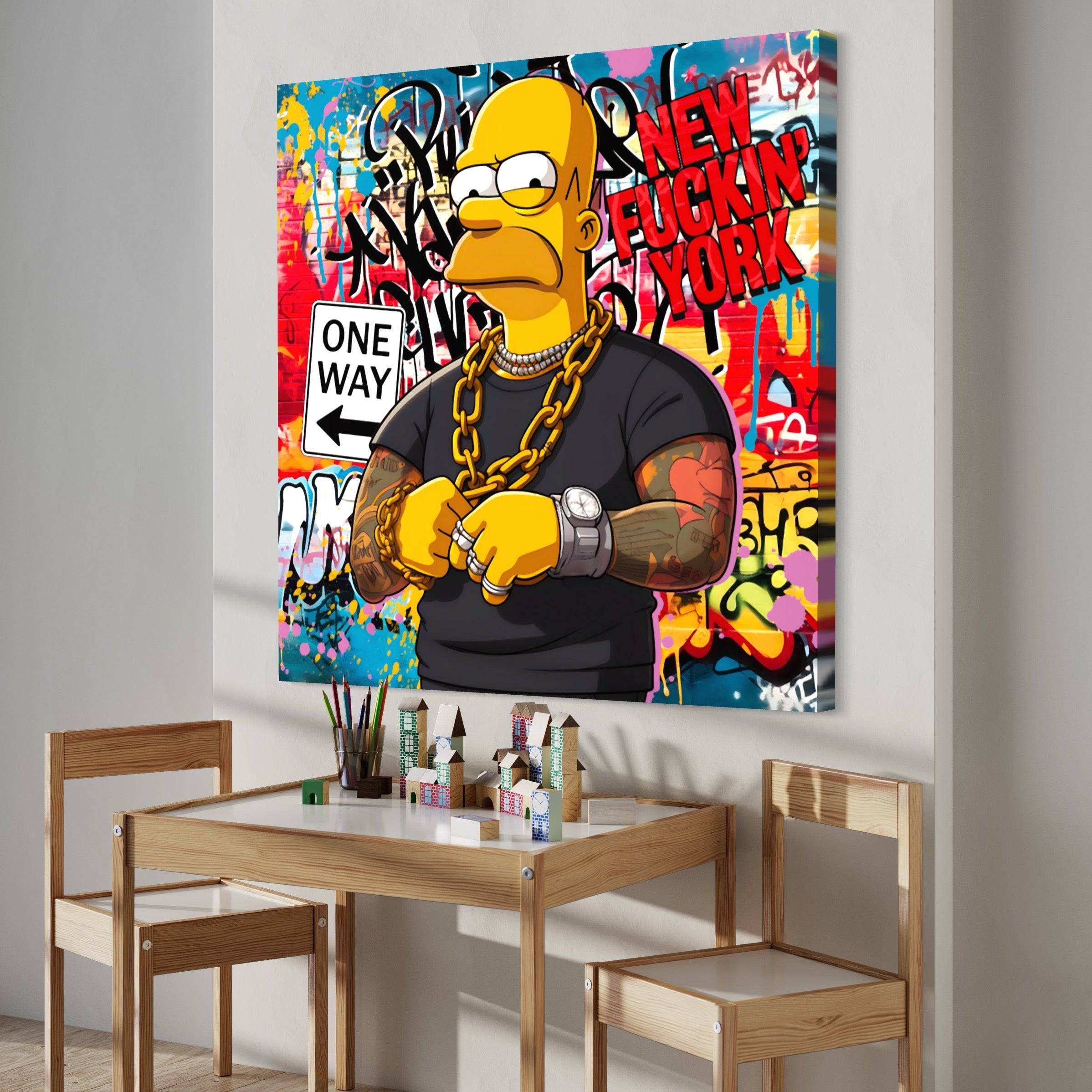Tableau Simpson - Homer Graffiti Urbain - Décoration Murale Design - Fabulartz.fr