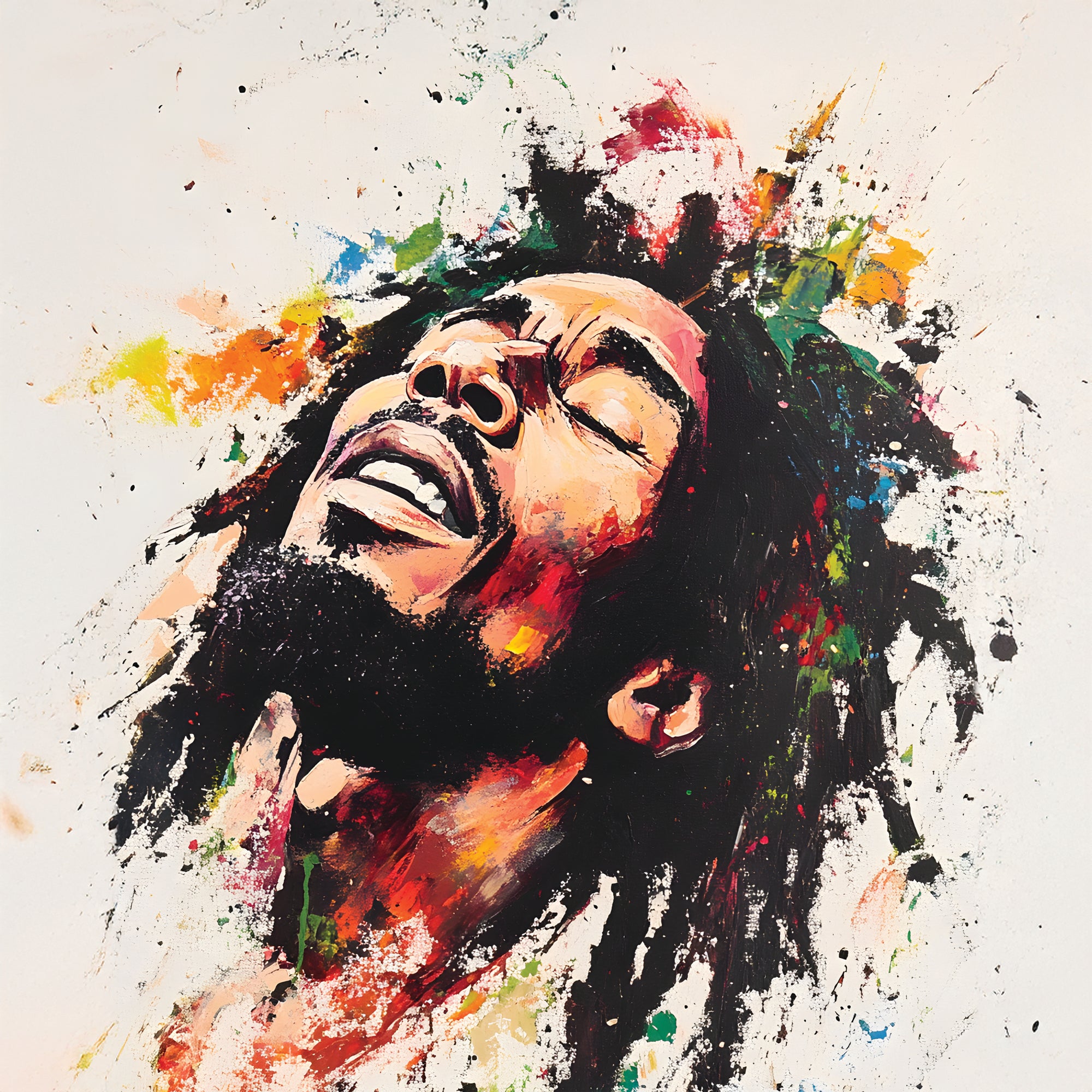 Tableau Bob Marley Explosion de Couleurs - Déco Murale Moderne - Fabulartz.fr