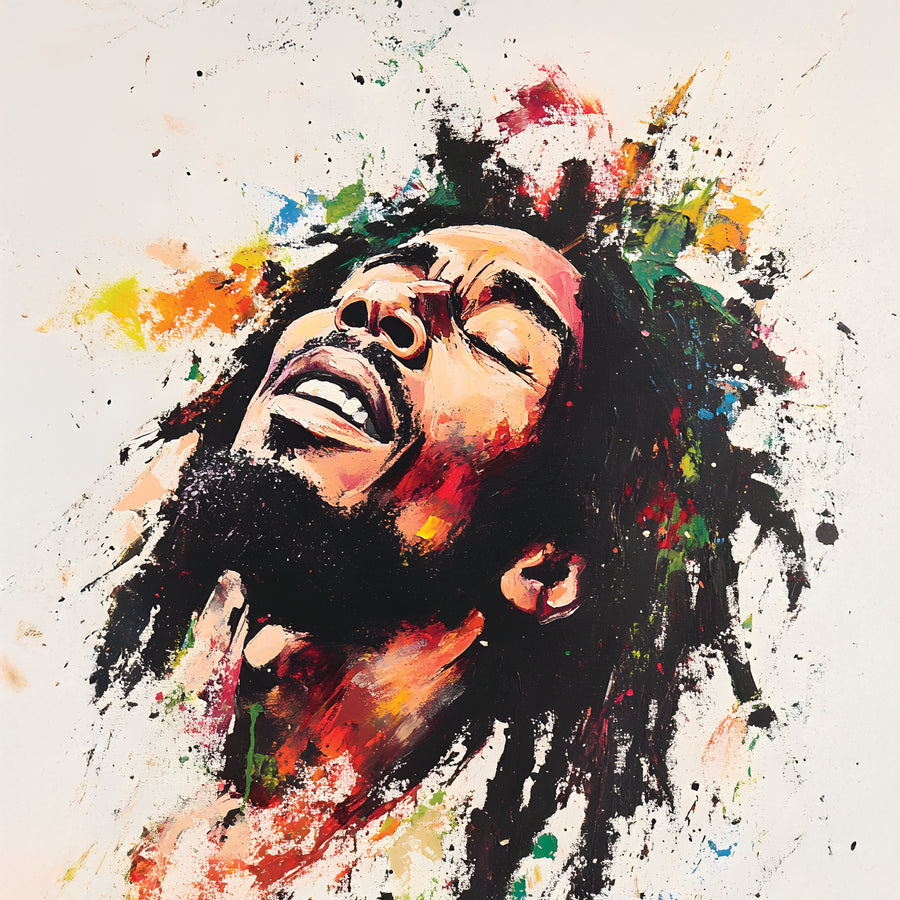 Pittura Bob Marley Esplosione di colori - Decorazione murale moderna