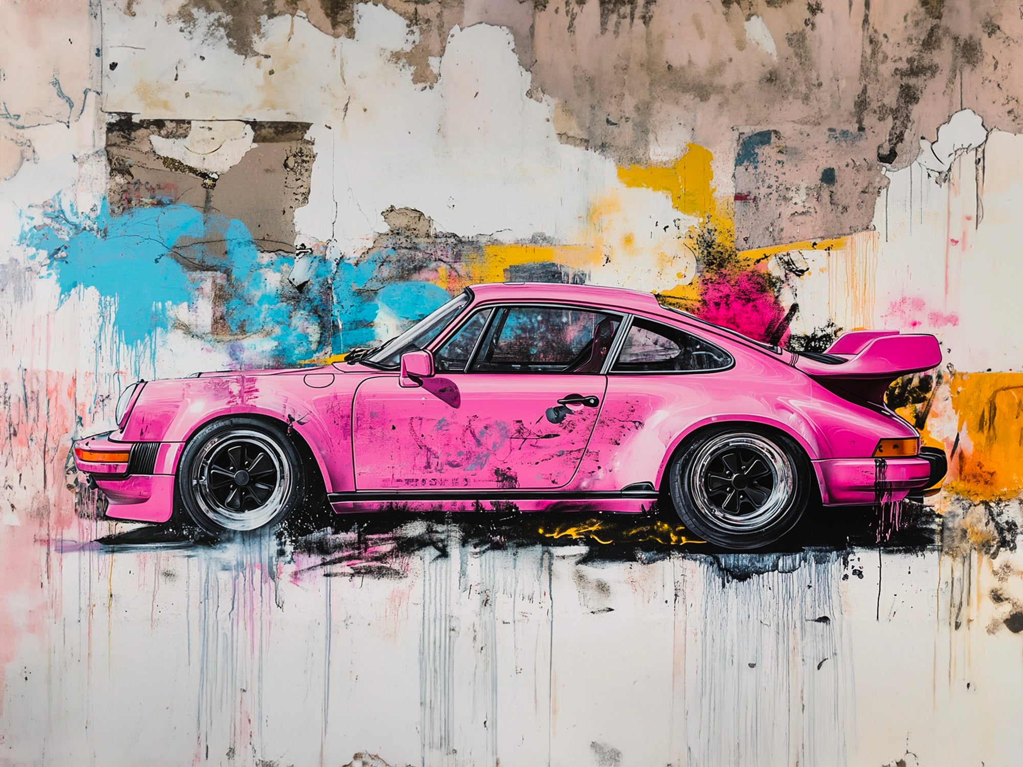Tableau Porsche Rose Urbain – Décoration Murale Design - Fabulartz.fr