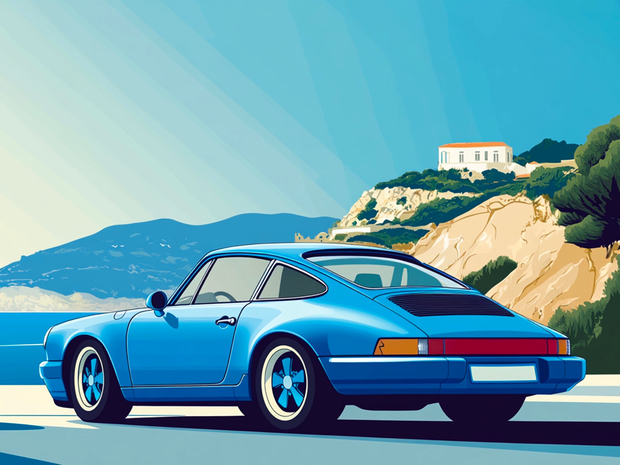 Tableau Porsche Côte Méditerranéenne – Décoration Murale Design - Fabulartz.fr