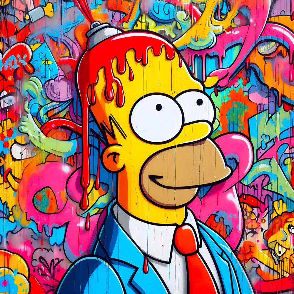 Tableau Simpson - Homer Coloré Pop Art - Décoration Murale Design - Fabulartz.fr