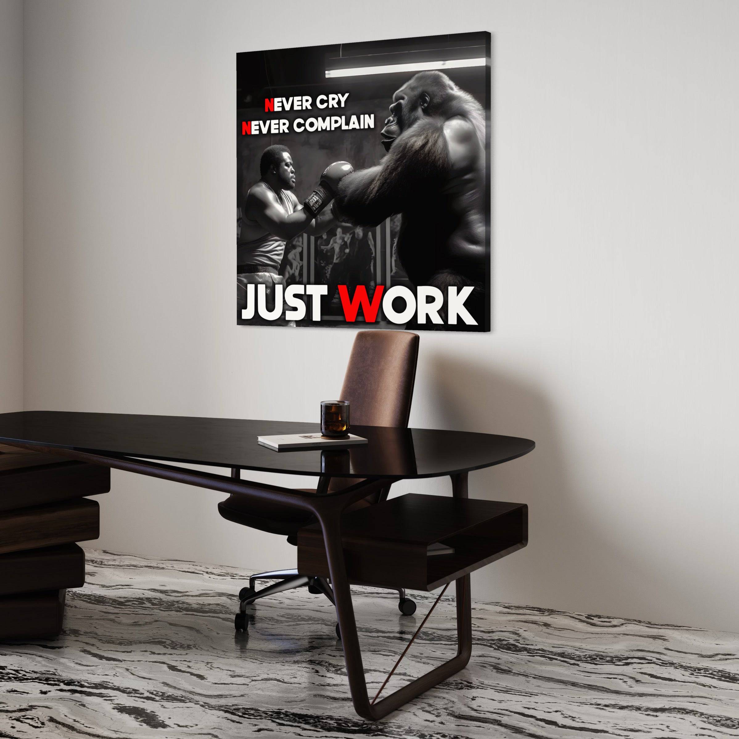 Just Work | Tableau Boxe Gorille Motivation - Fabulartz.fr 