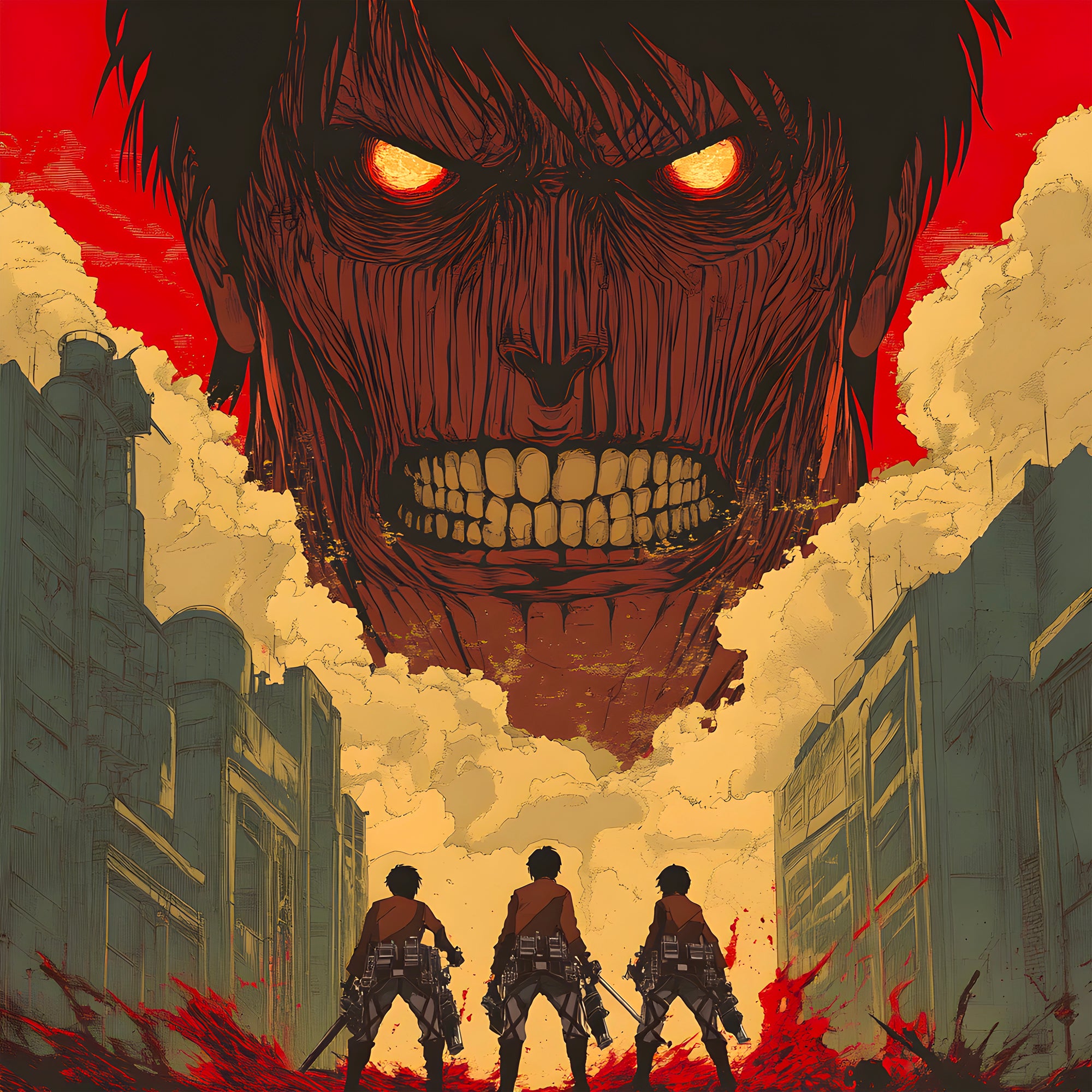 Tableau Attaque Des Titans Visage De La Terreur - Cadre Mural - Fabulartz.fr