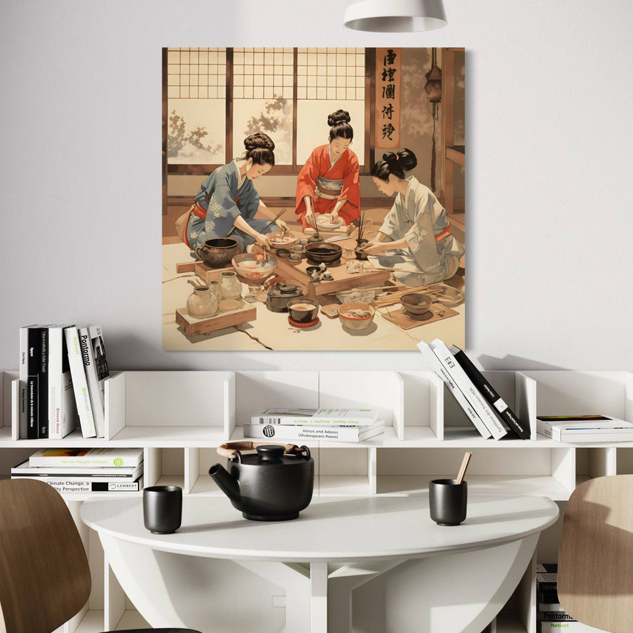 Quadro giapponese L'ora del tè - Decorazione murale conviviale