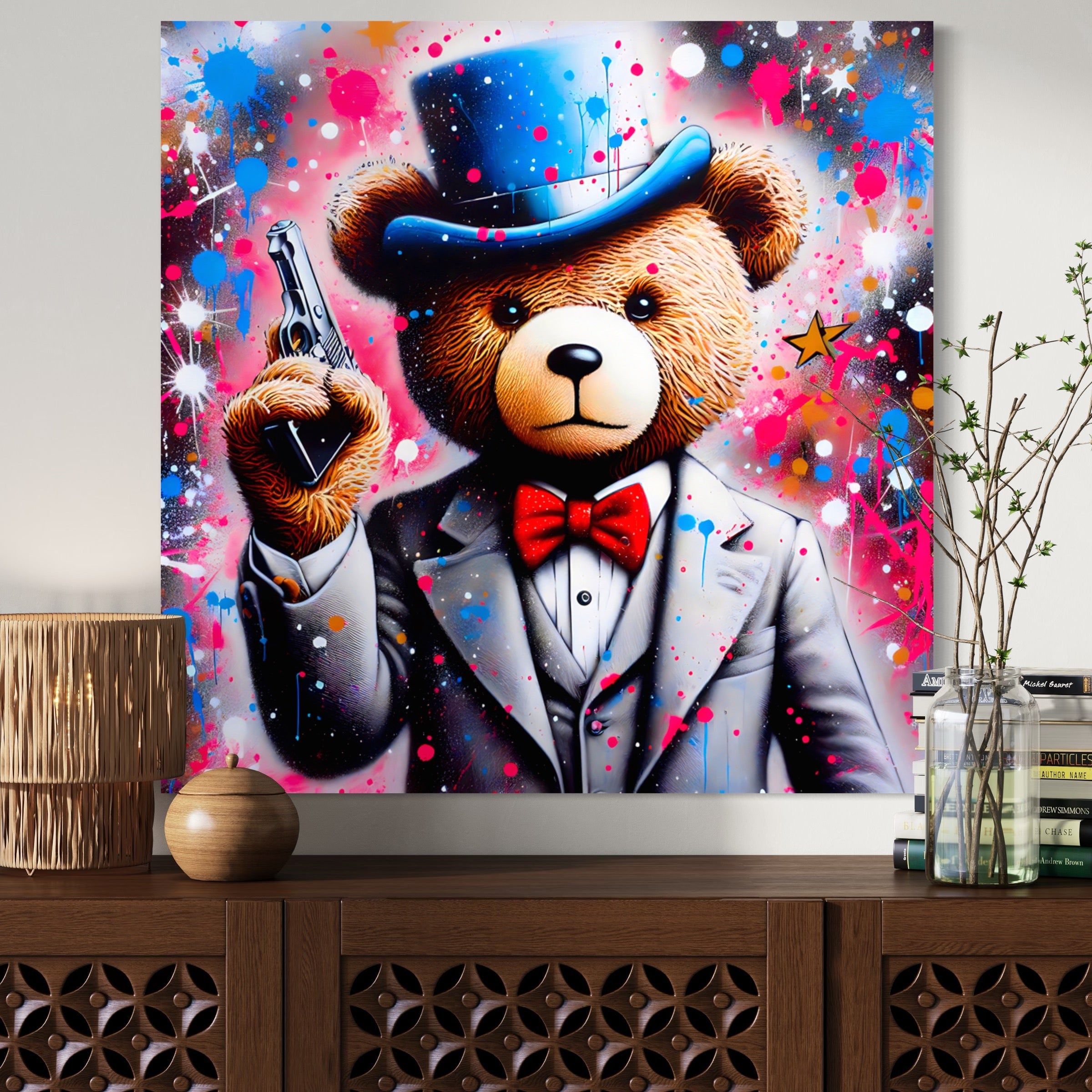 L'Ours Gentleman - Tableau Pop Art - Fabulartz.fr