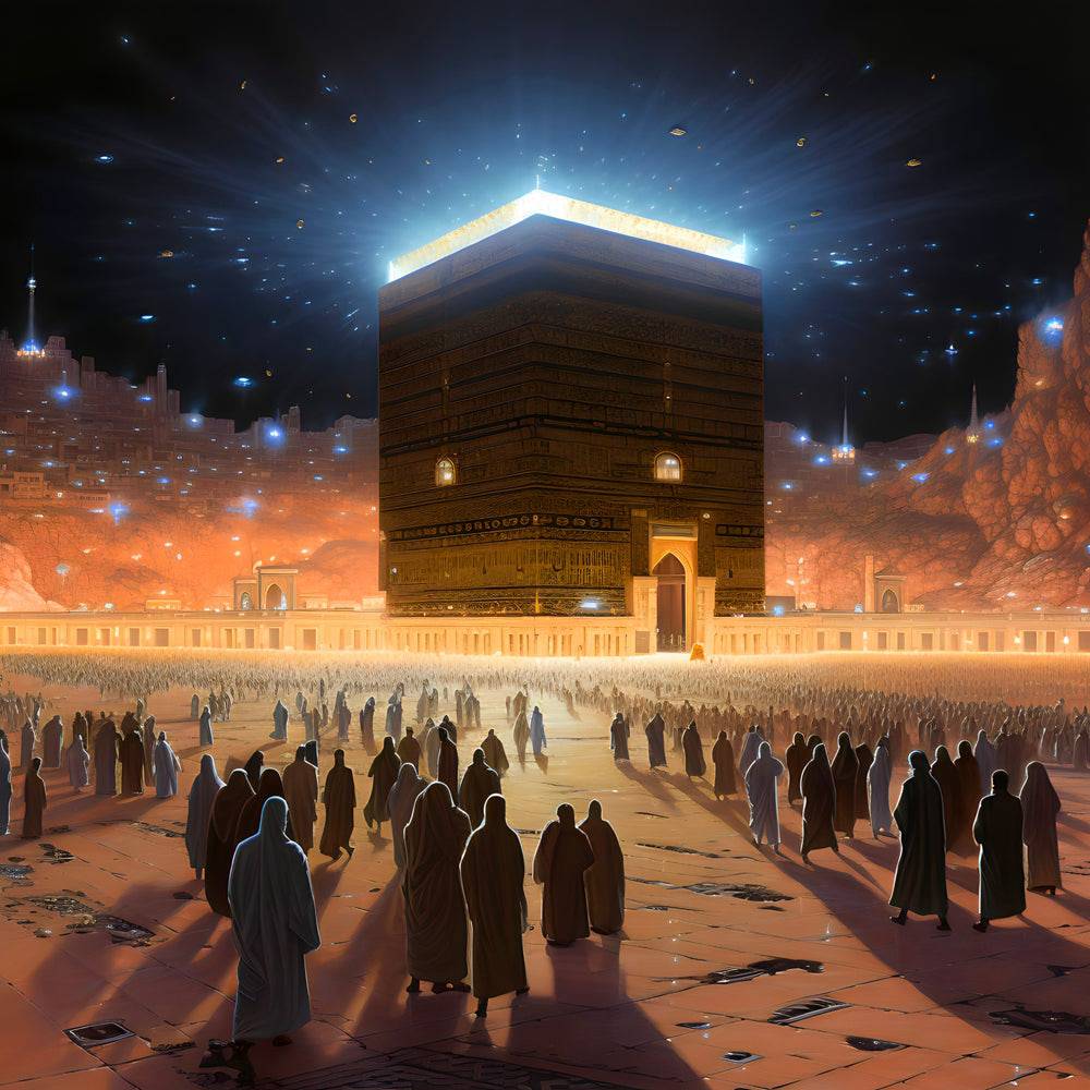 La Kaaba sous les Étoiles: Chef-d'œuvre d'Art Religieux - Tableau Islam - Fabulartz.fr 
