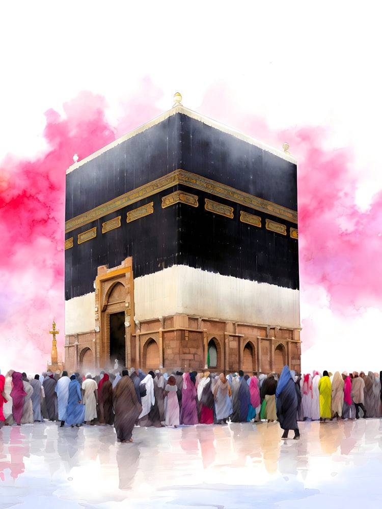 La Kaaba sous un Ciel Rosé - Tableau Islam - Fabulartz.fr
