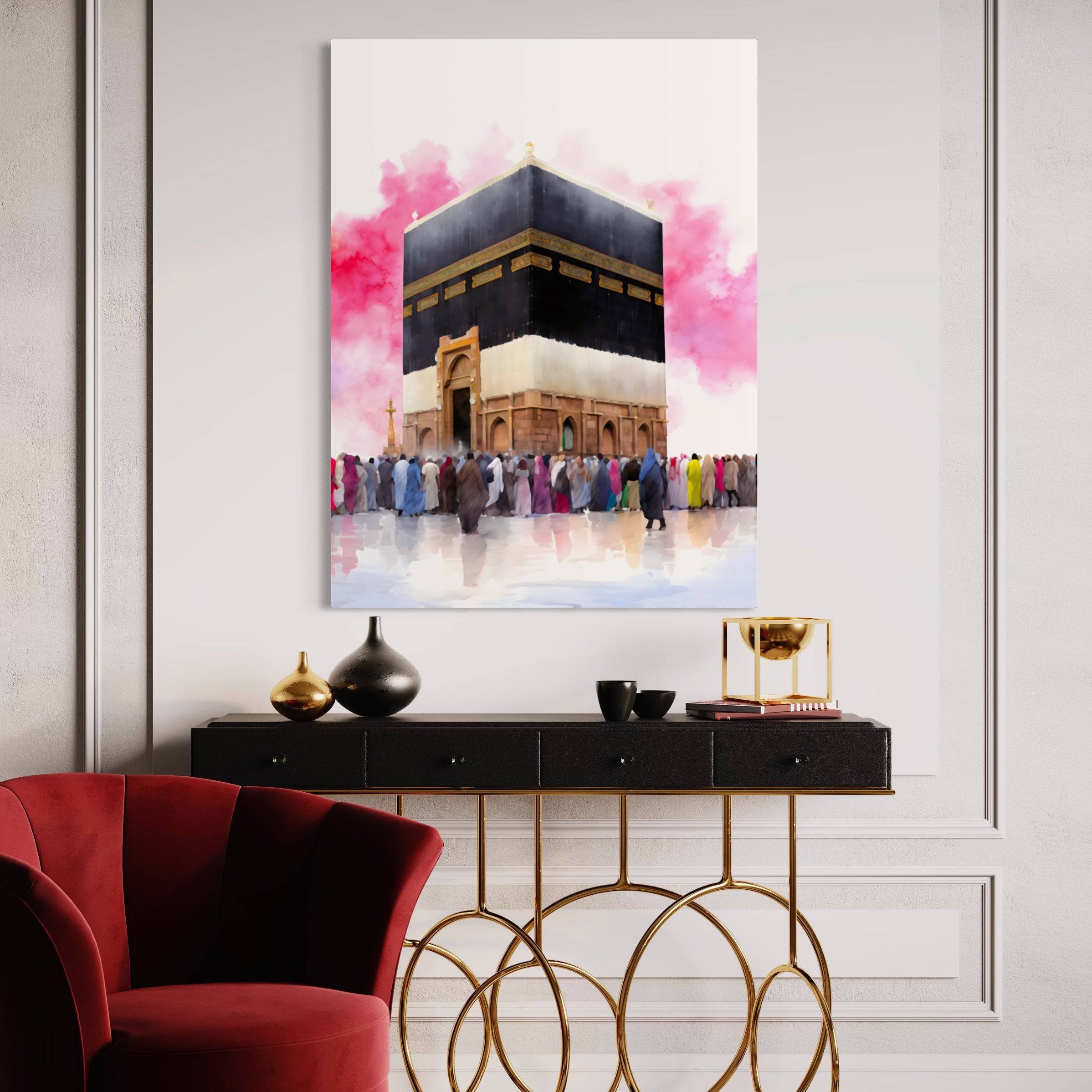 La Kaaba sous un Ciel Rosé - Tableau Islam - Fabulartz.fr