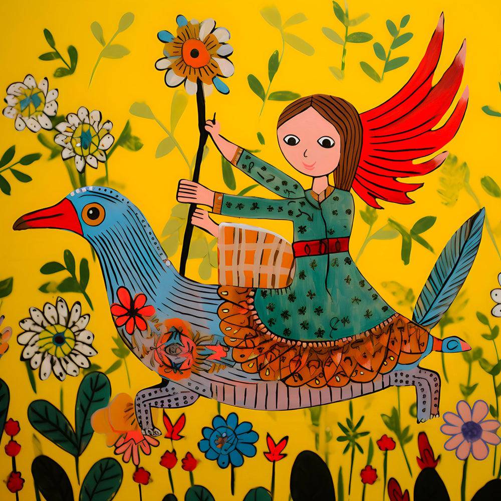 La Ronde des Feuilles et des Plumes - Tableau Enfant - Fabulartz.fr