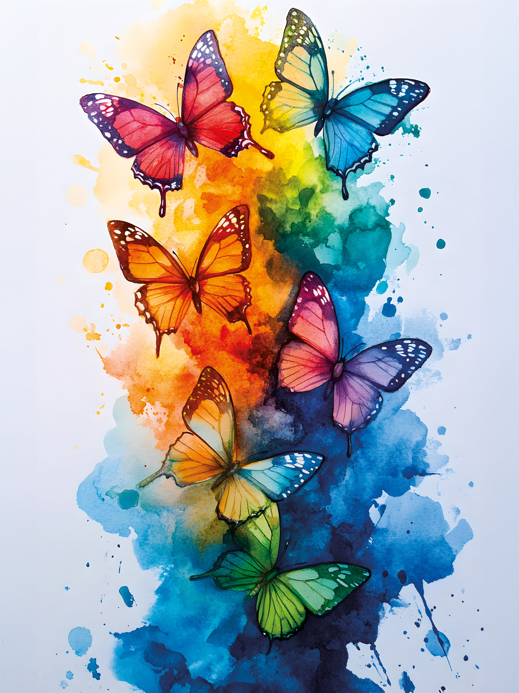 Tableau Papillons Arc-en-Ciel - Cadre Déco Moderne - Fabulartz.fr