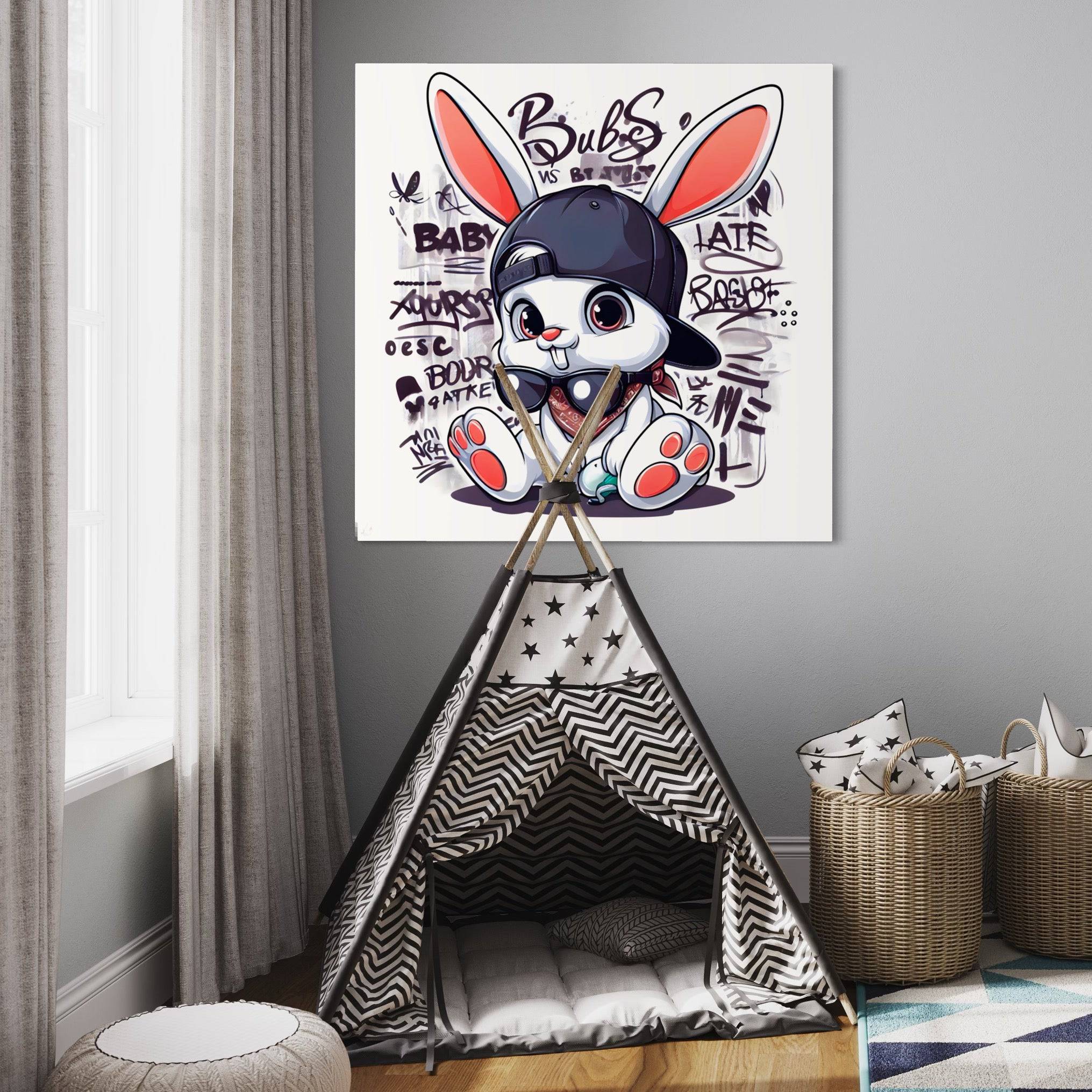 Le Lapin Branché - Tableau Enfant - Fabulartz.fr
