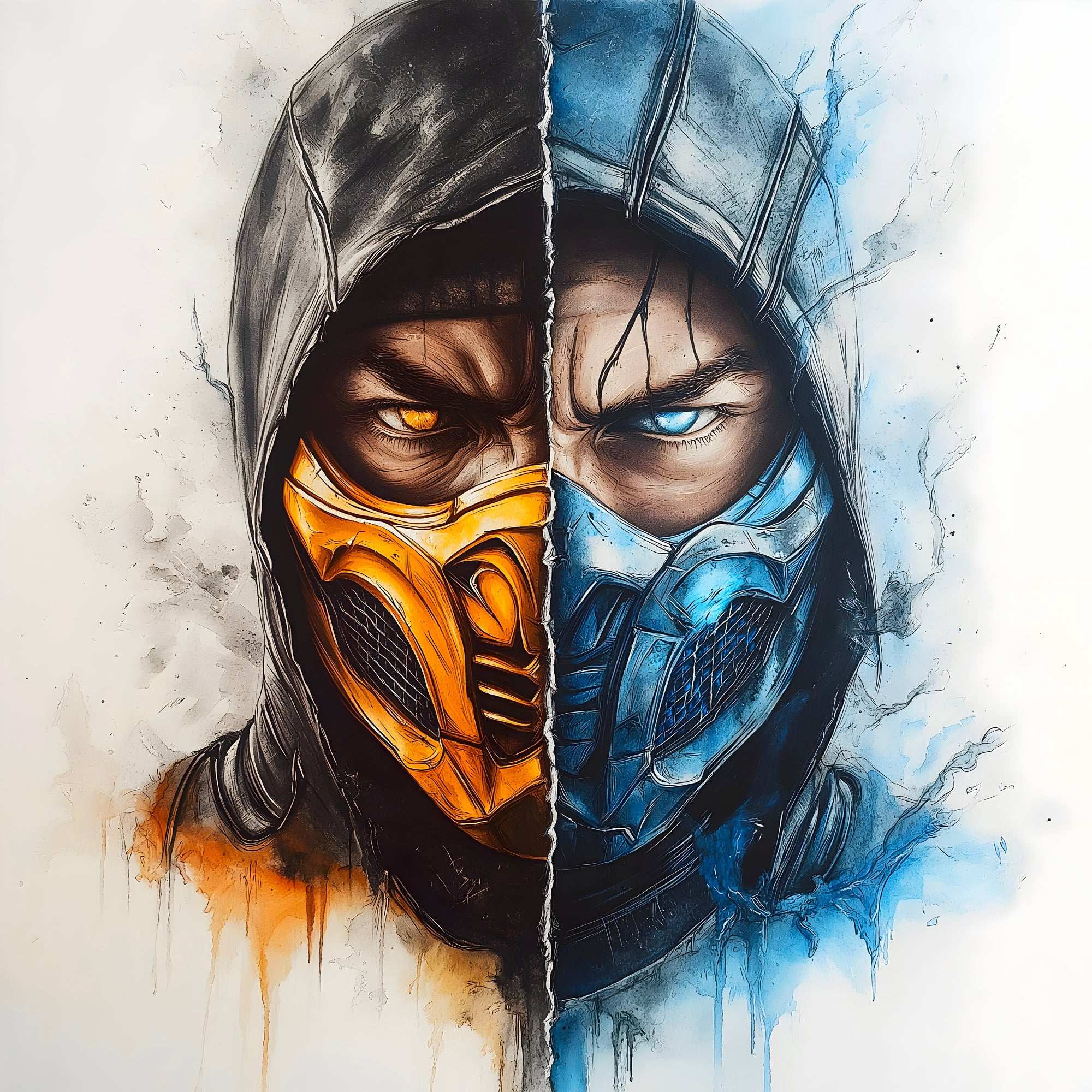 Tableau Mortal Kombat Scorpion Masques - Déco Murale - Fabulartz.fr