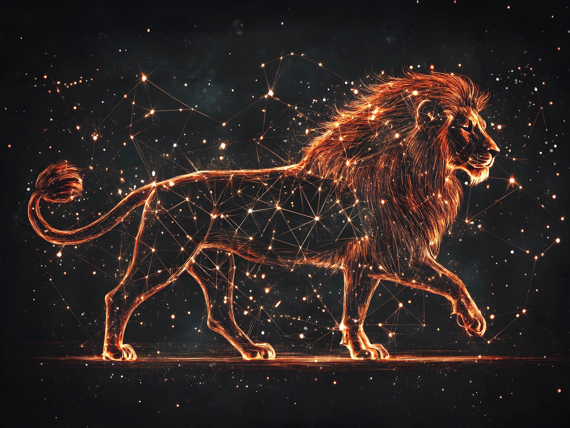 Tableau Signe Astrologique Lion Constellation - Décoration Murale - Fabulartz.fr