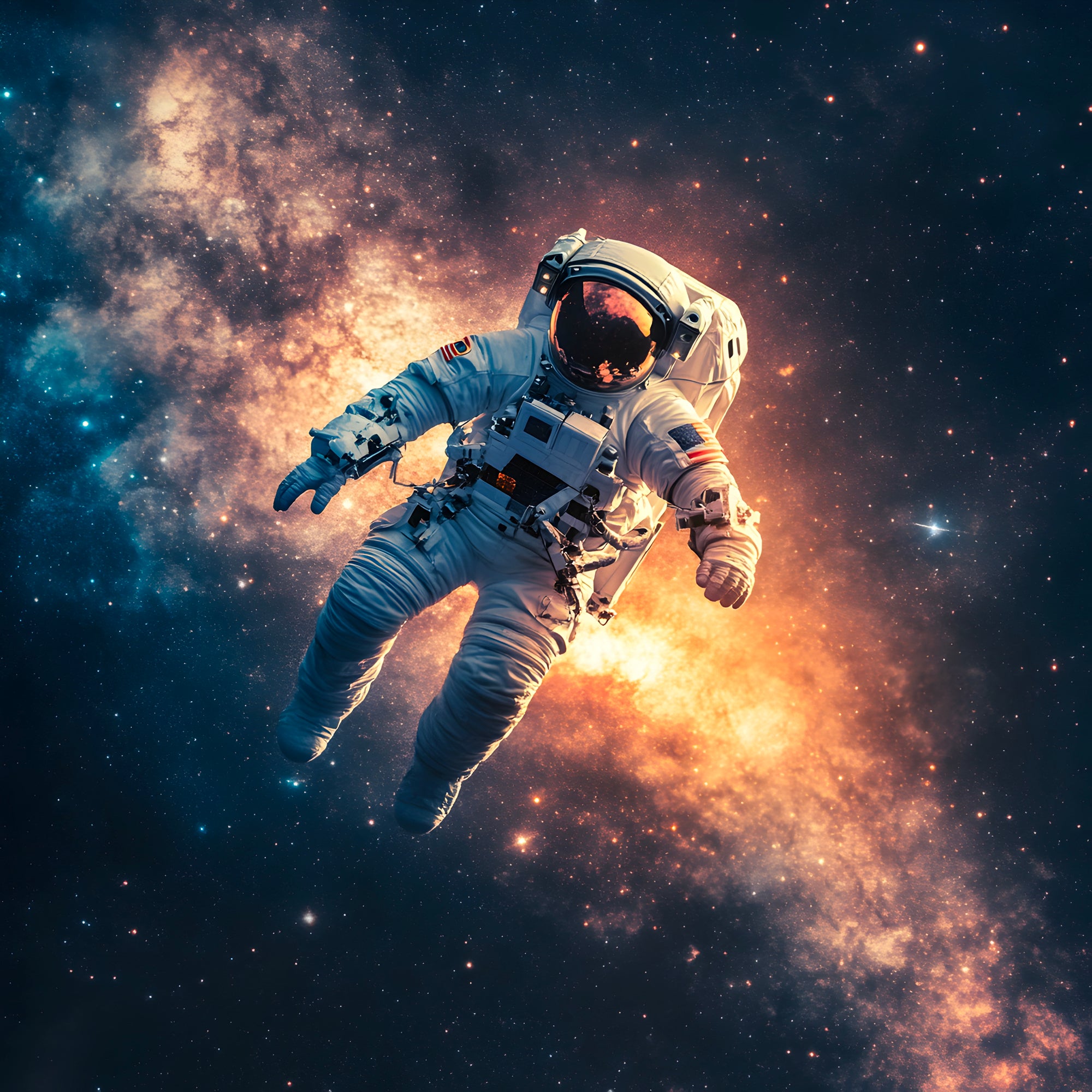 Tableau Espace Astronaute et Nebuleuse - Décoration Murale Moderne - Fabulartz.fr