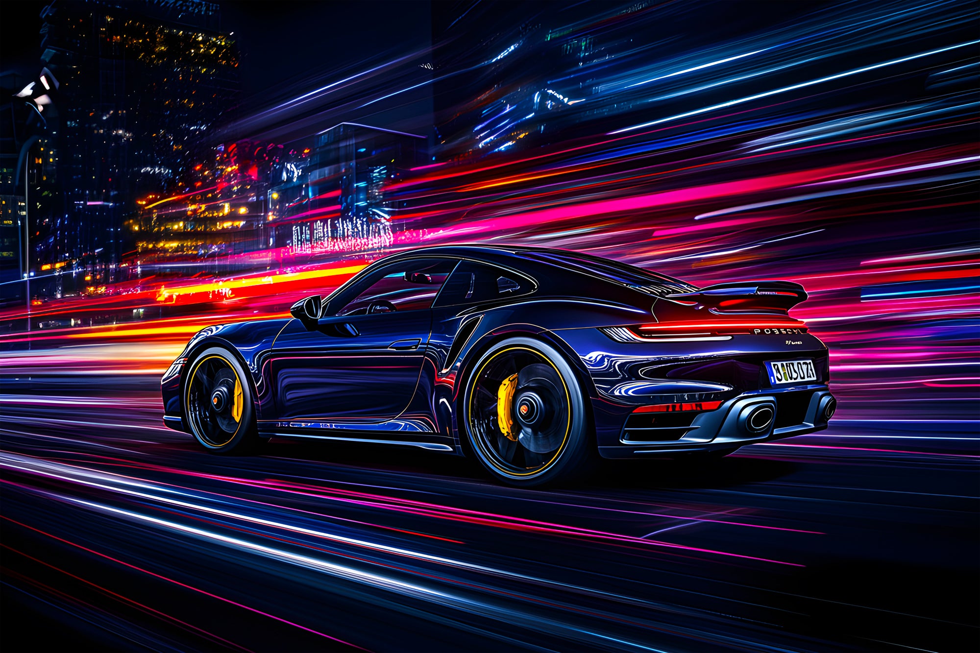 Porsche 911 al neon - Decorazione murale di design