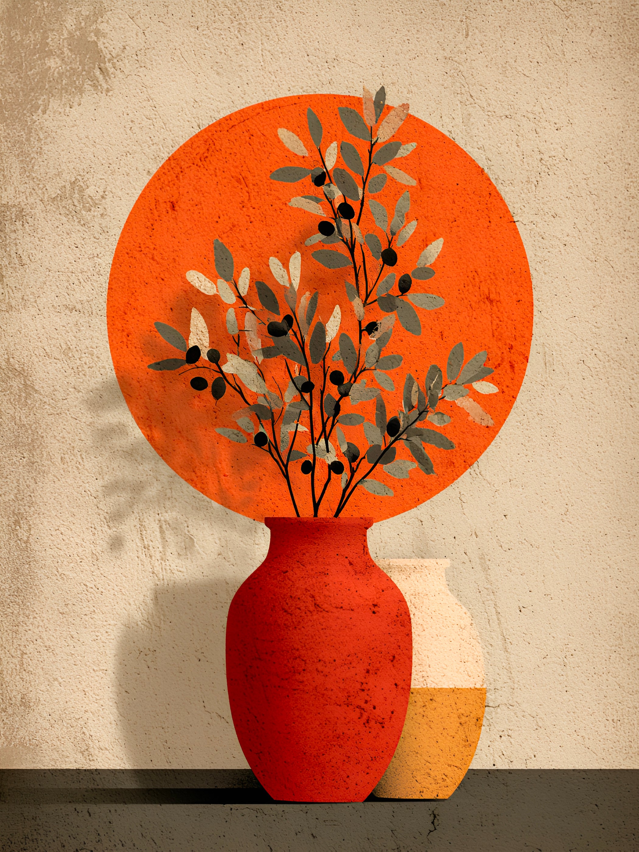 Tableau Coastal Luxe Vase Terracotta – Art Méditerranéen Minimaliste