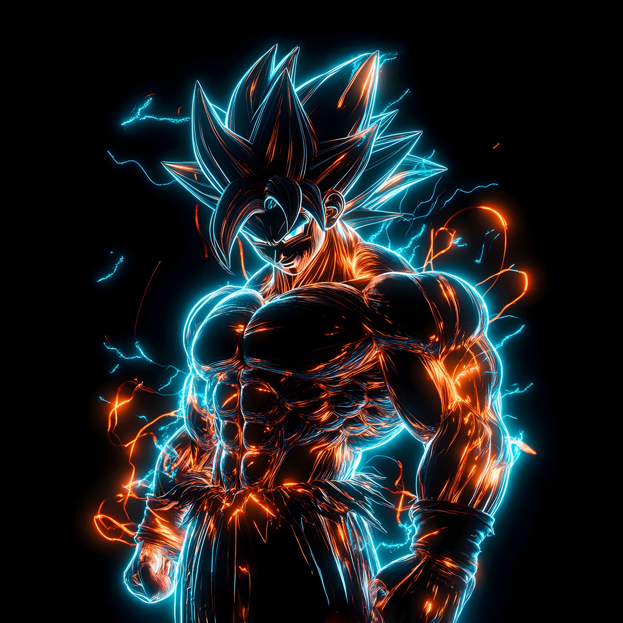 Dragon Ball Z Super Saiyan Black and White Painting - Déco Murale