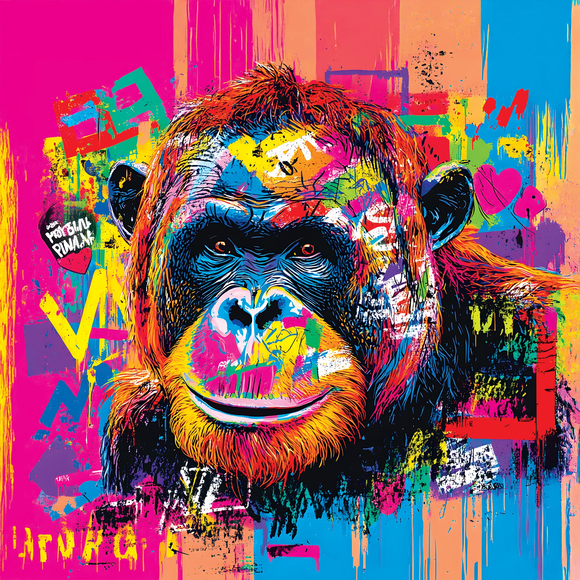 Tableau Singe Multicolore - Cadre Déco Moderne et Design