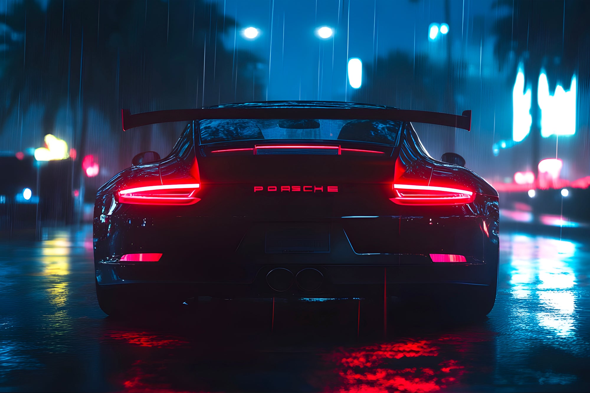 Pittura Porsche 911 Nocturne - Decorazione murale moderna