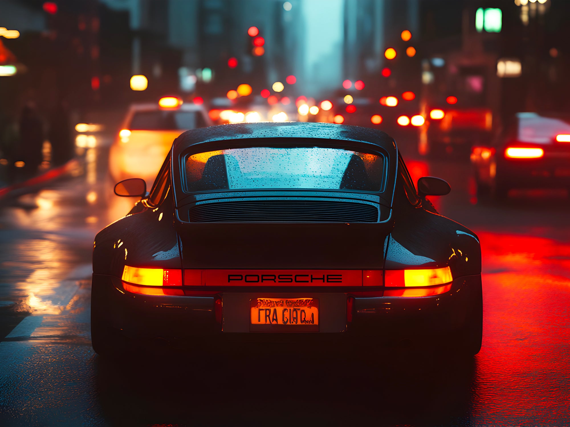 Painting Porsche 911 Carrera Nocturne - Déco Murale Design