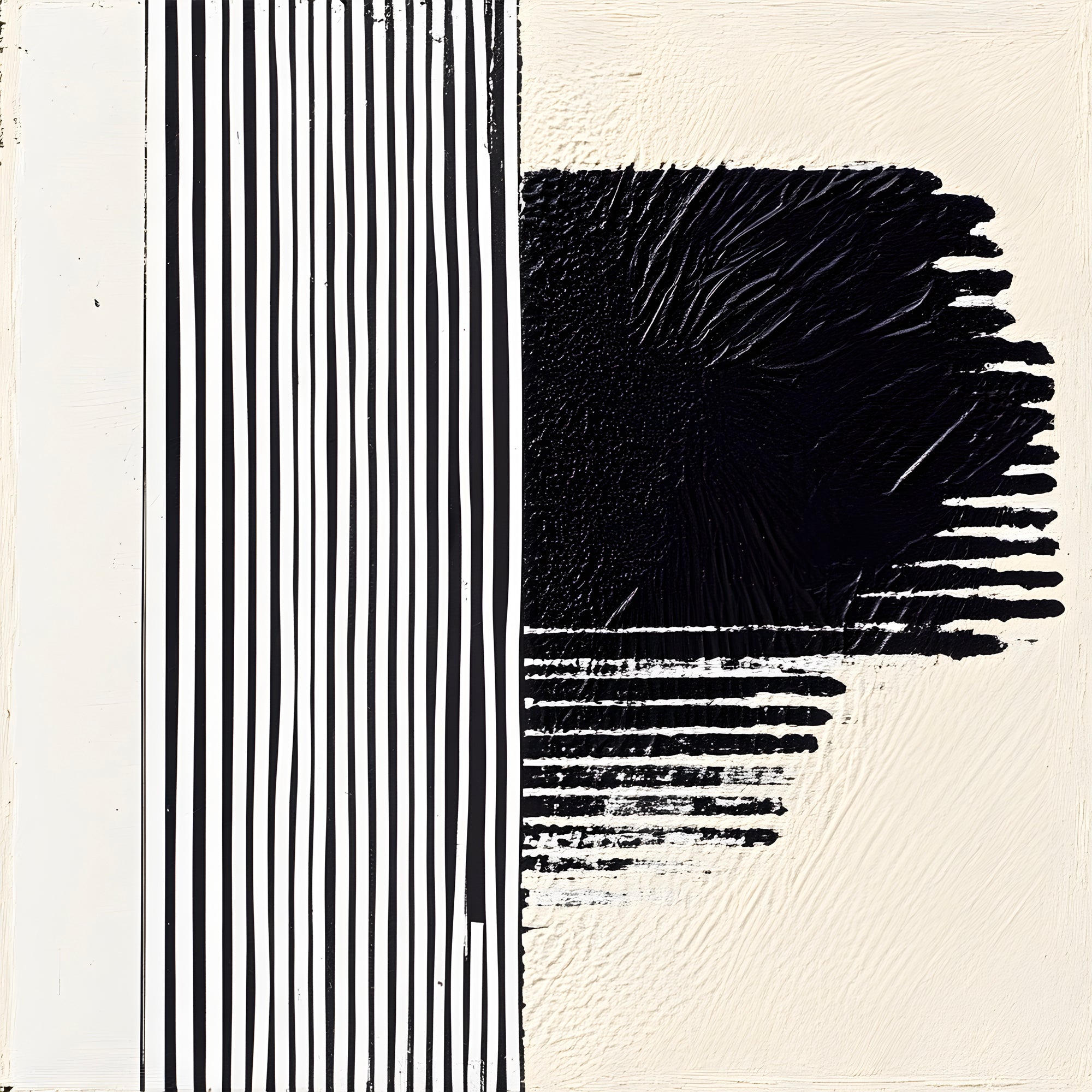 Tableau Abstrait - Dualité Monochrome