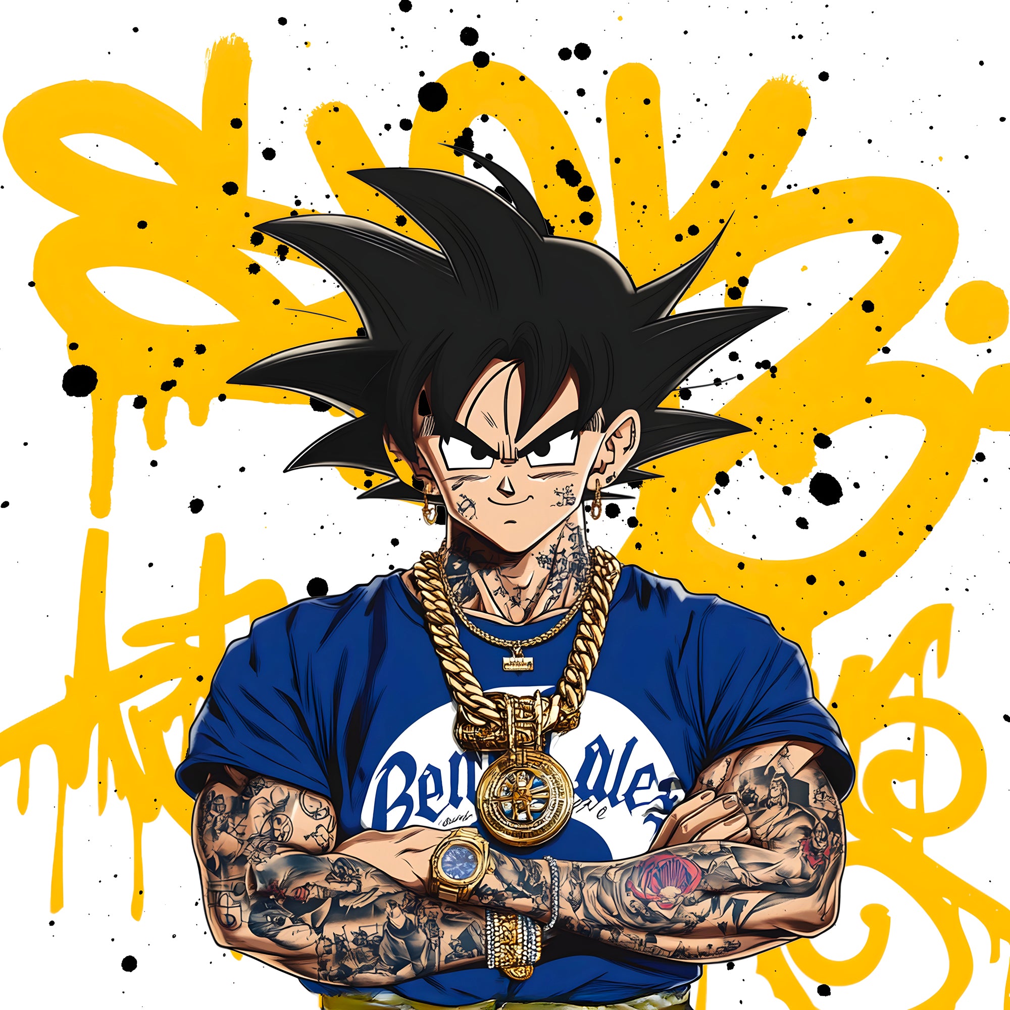 Dragon Ball Z Super Saiyan Black and White Painting - Déco Murale