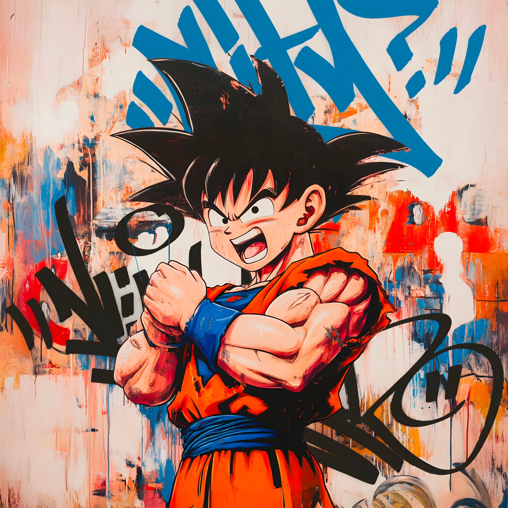 Dragon Ball Z Super Saiyan Black and White Painting - Déco Murale