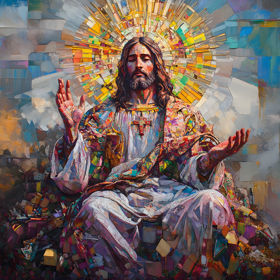 Tableau Chrétien Jésus Rayonnant - Cadre Mural Moderne