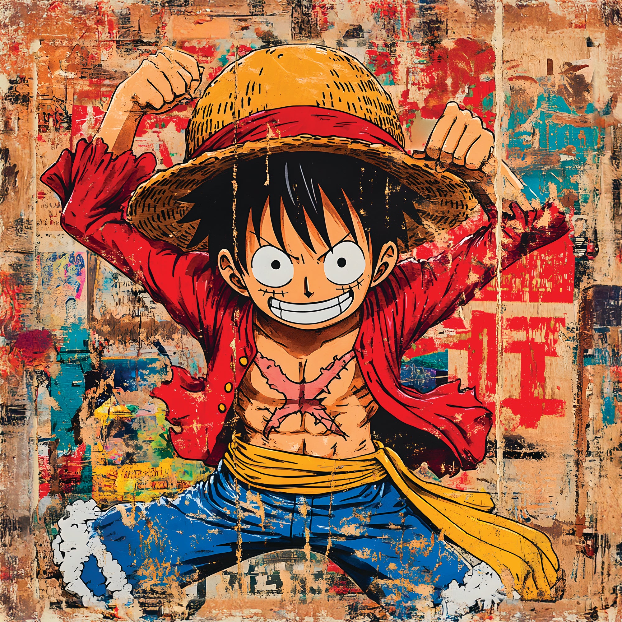 Tableau One Piece Luffy Chapeau Déterminé - Décoration Murale - Fabulartz.fr