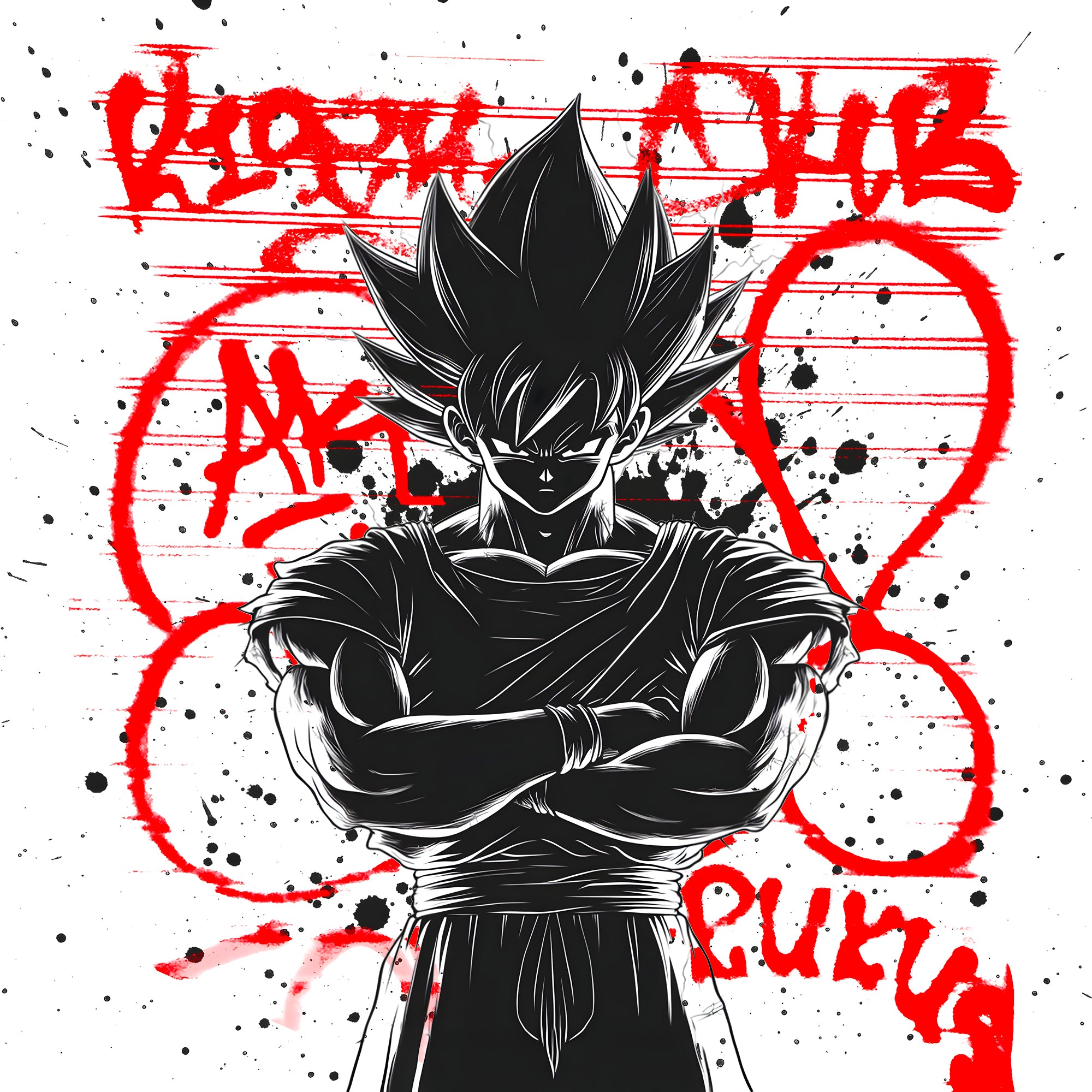 Dragon Ball Z Super Saiyan Pittura in bianco e nero - Déco Murale