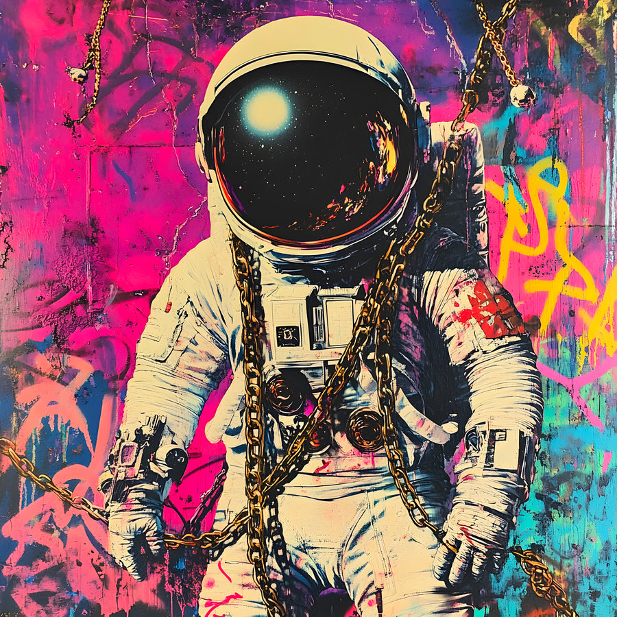 Pittura Astronauta spaziale Street Art - Decorazione originale da parete