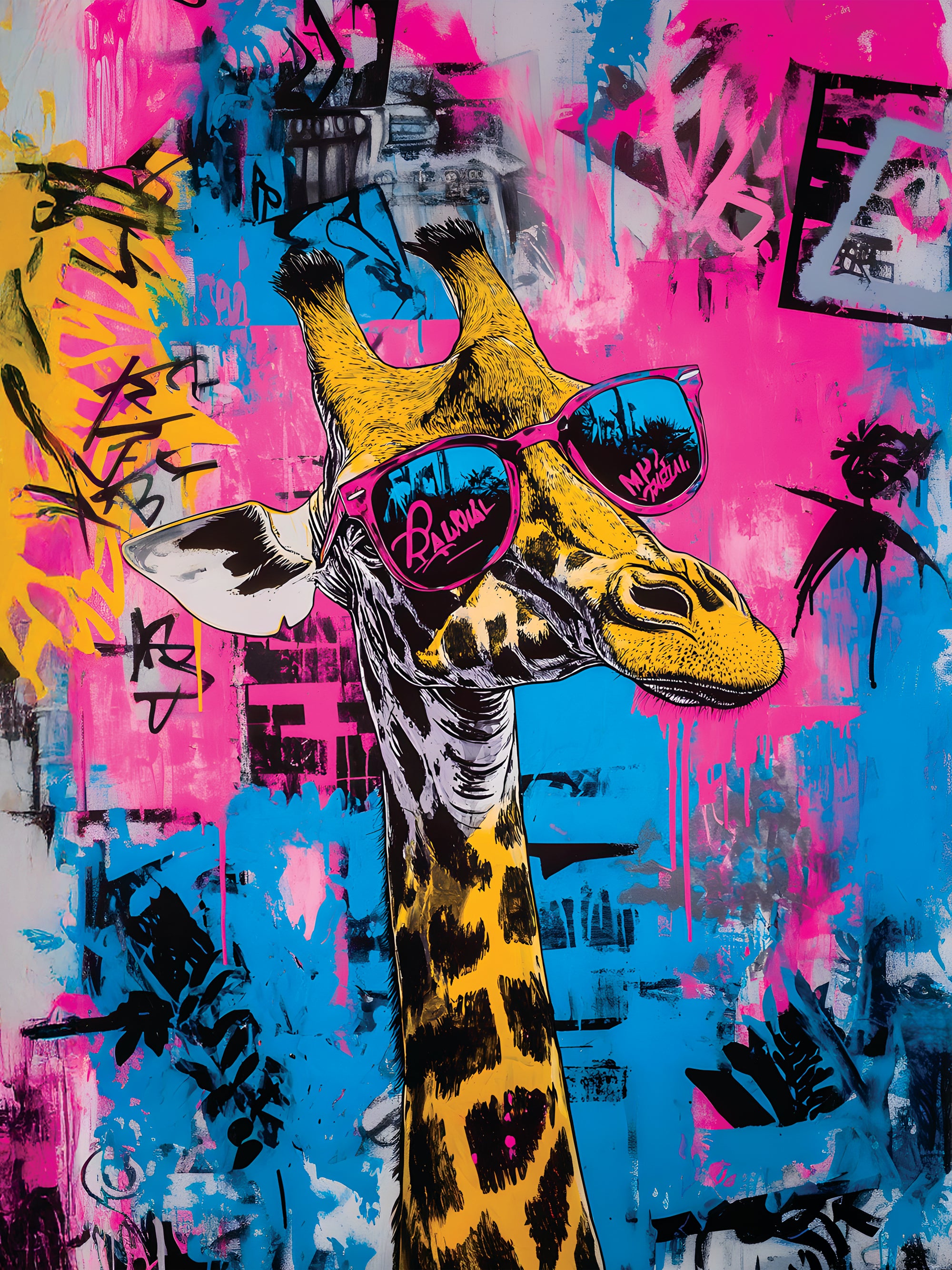 Tableau Animaux Girafe Style Pop - Déco Murale Moderne