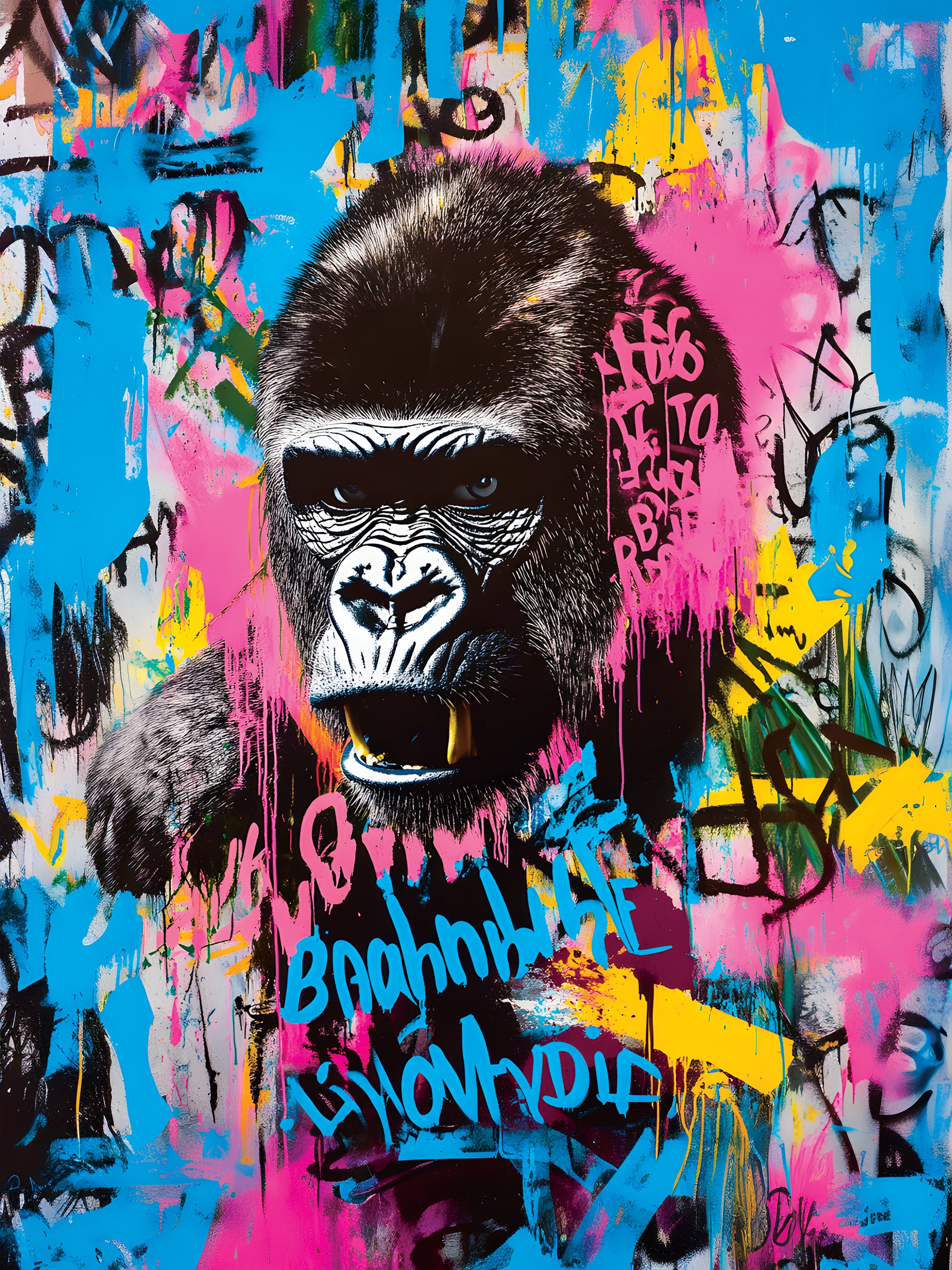 Tableau Gorille Graffiti - Déco Murale Moderne