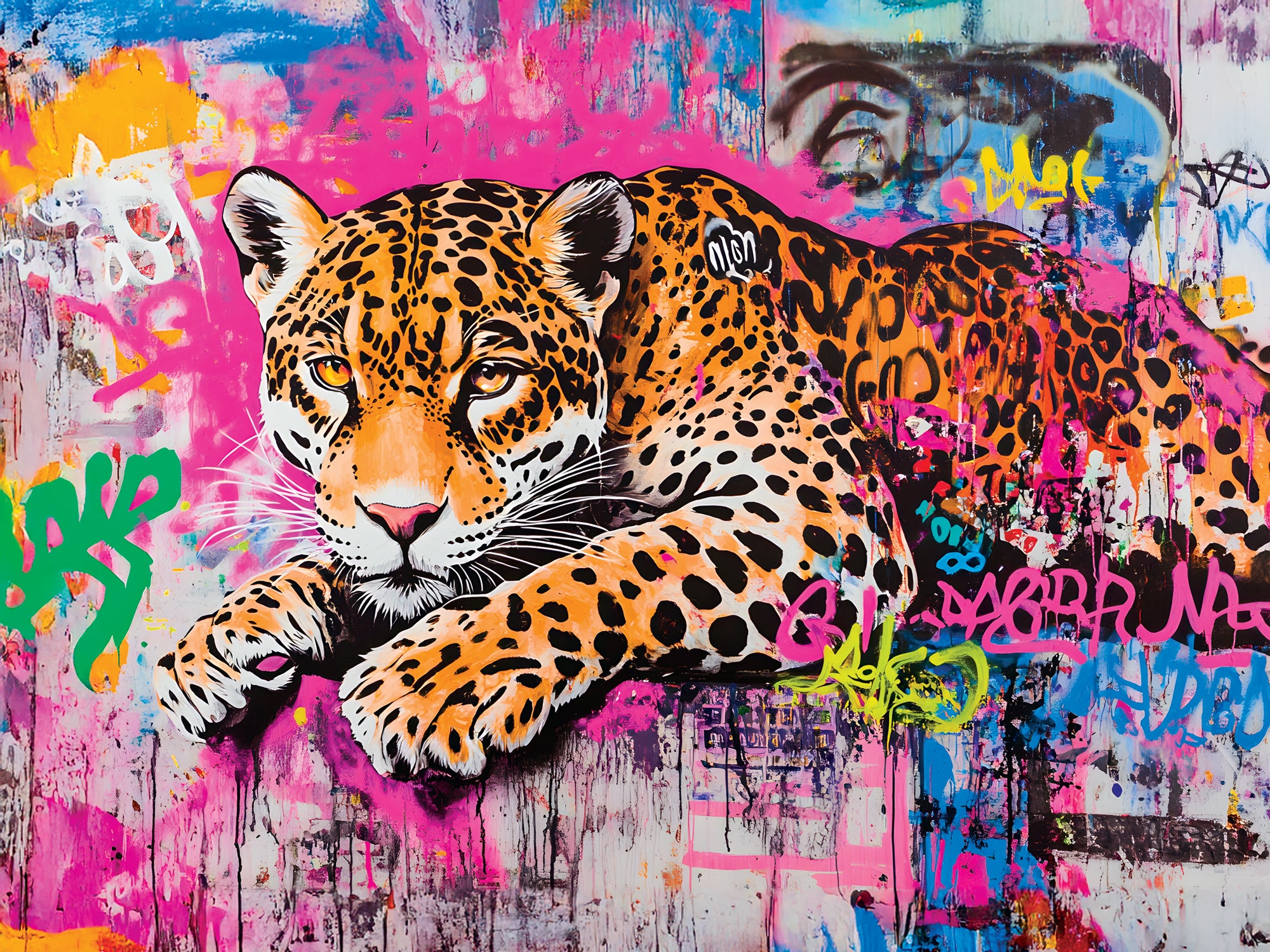 Tableau Animaux Léopard Reposé - Déco Murale Contemporaine