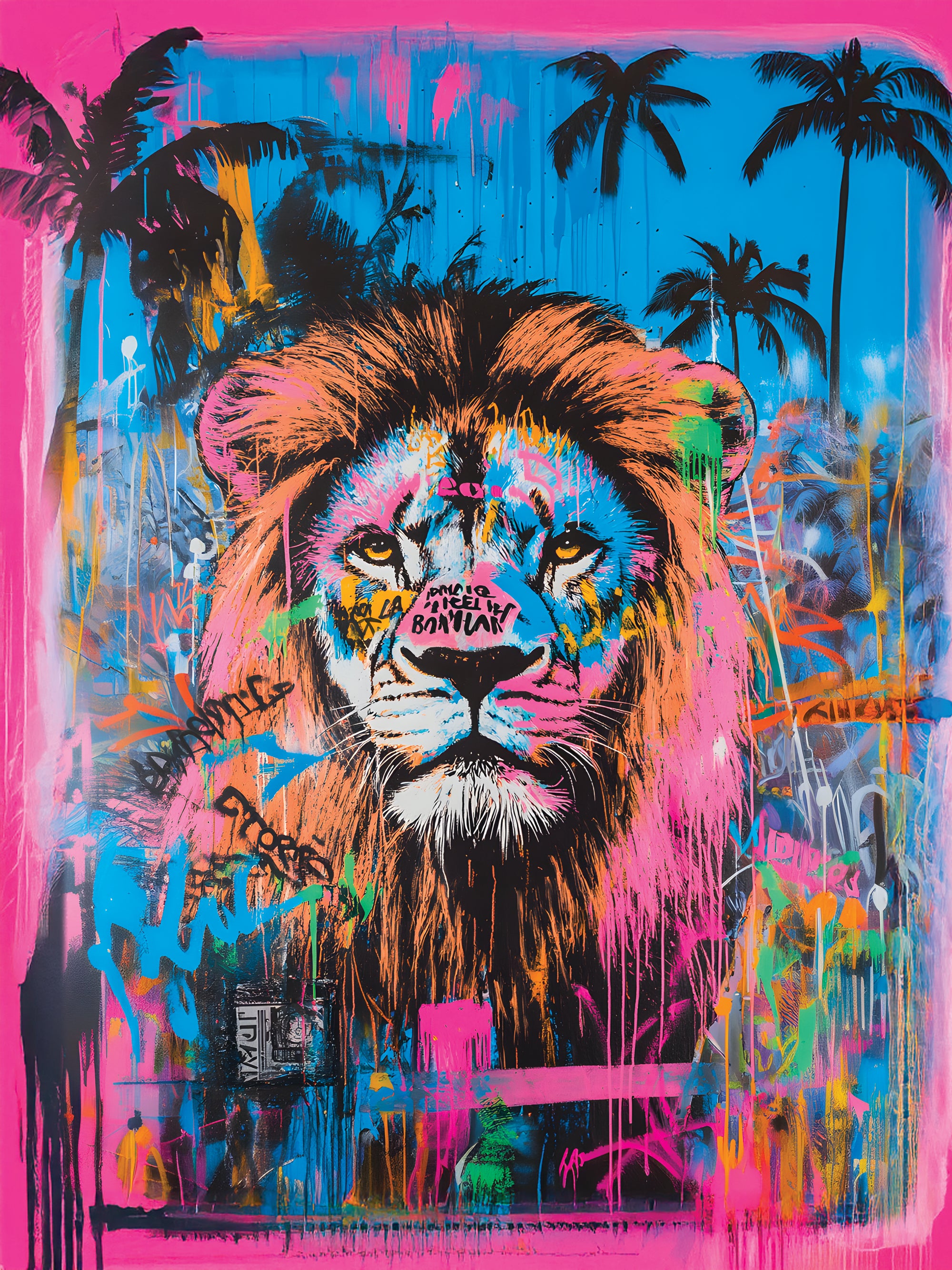 Pittura di leoni esotici - Cadre Mural Décoratif