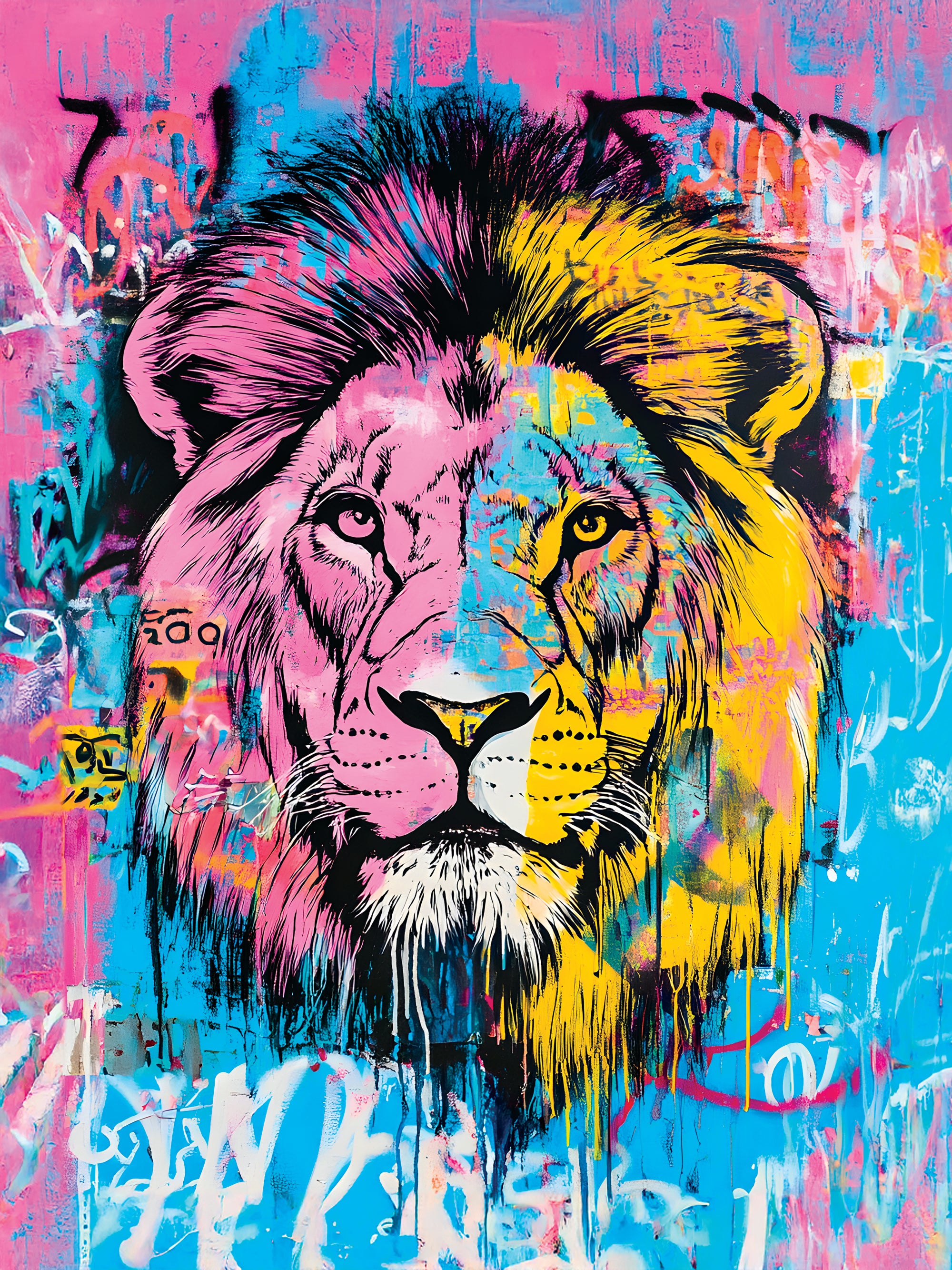 Pittura Leone Bagliore Pastello - Déco Murale Design